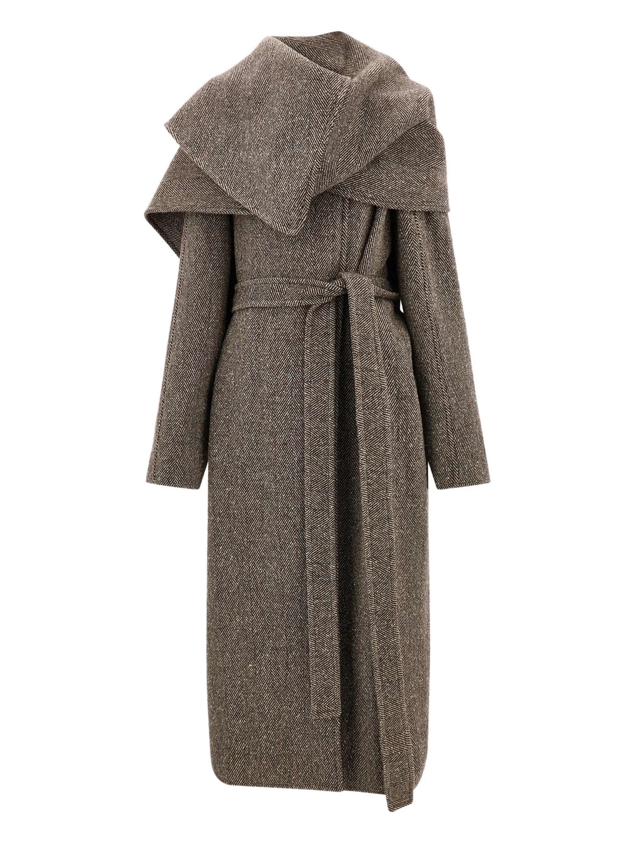 Ferragamo Herringbone Belted Coat - 3