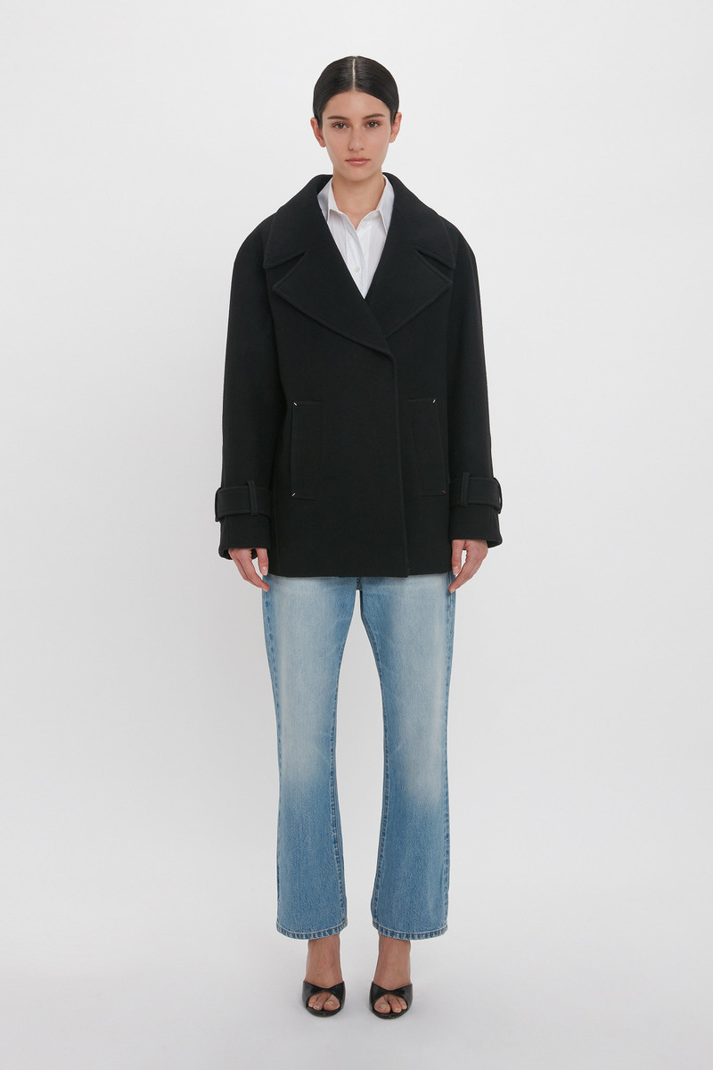 Victoria Beckham Oversized Pea Coat In Black outlook