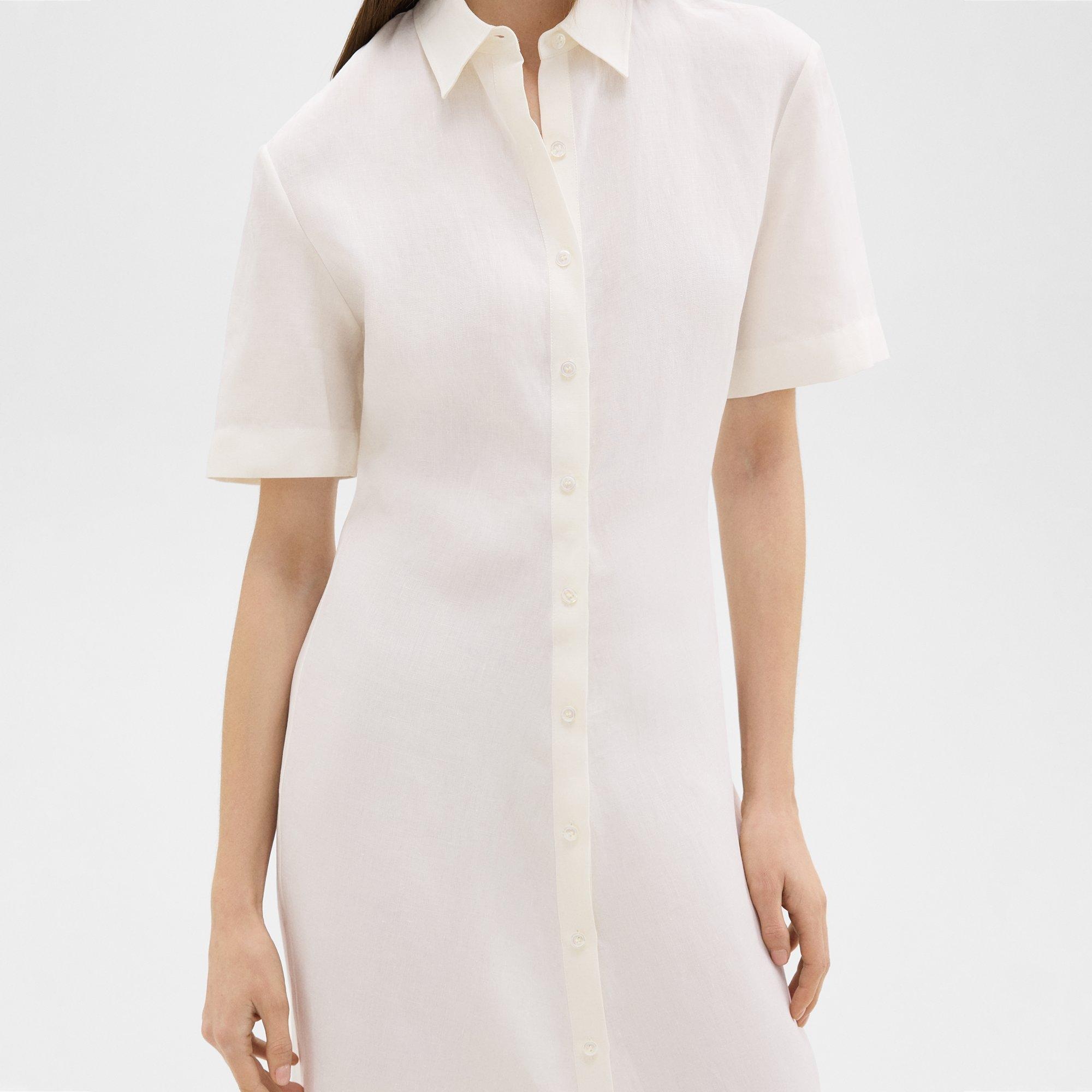 Short-Sleeve Shirt Dress in Galena Linen - 5
