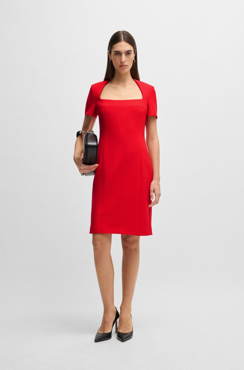 BOSS SQUARE-NECK SLIM-FIT DRESS IN STRETCH MATERIAL outlook