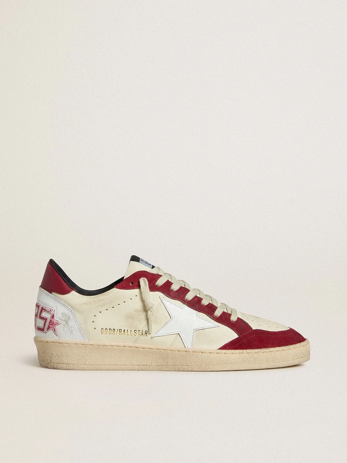 Men’s Ball Star LTD in cream nappa with white leather star and red suede inserts - 1