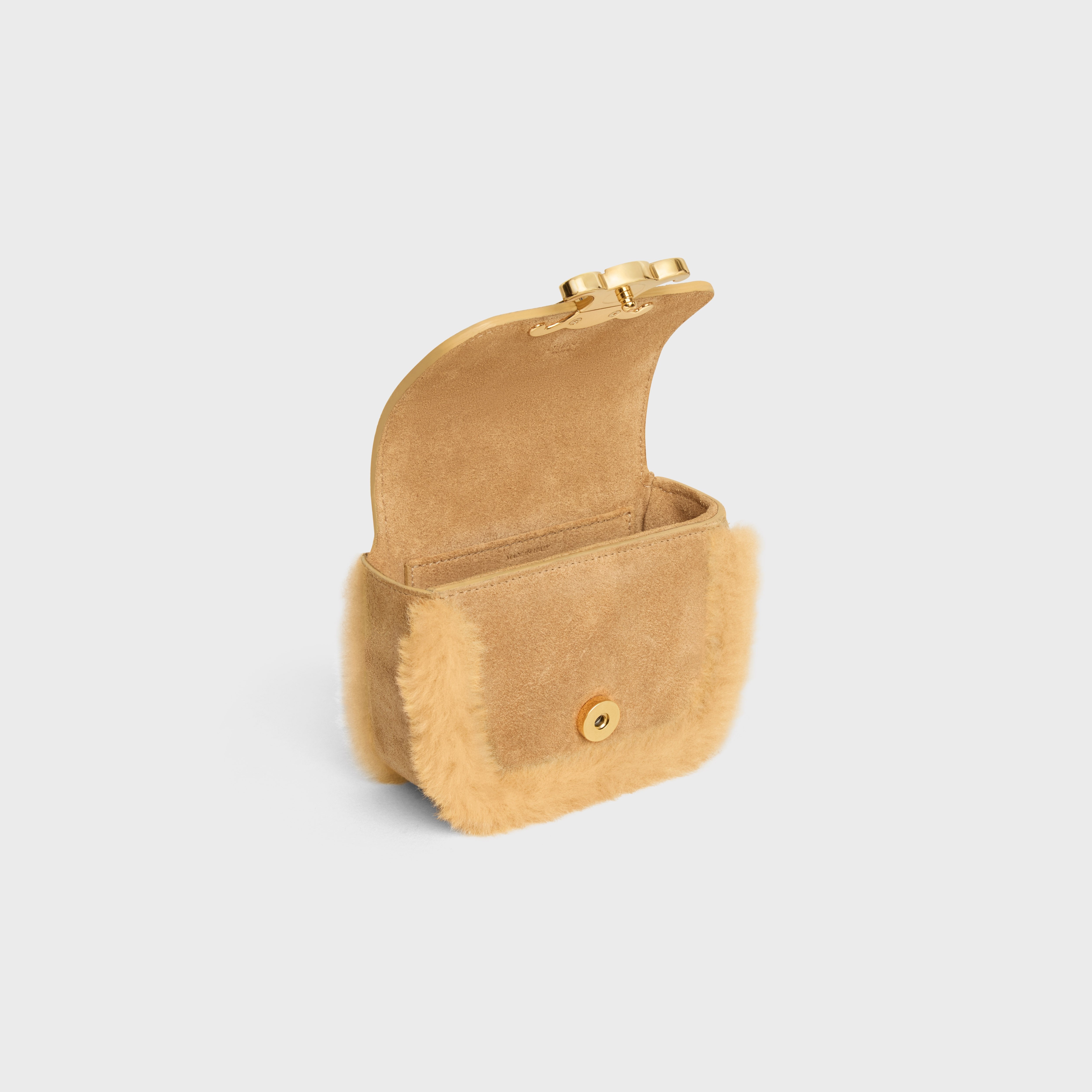 MINI CHAIN CLAUDE in SUEDE CALFSKIN AND SHEARLING - 4