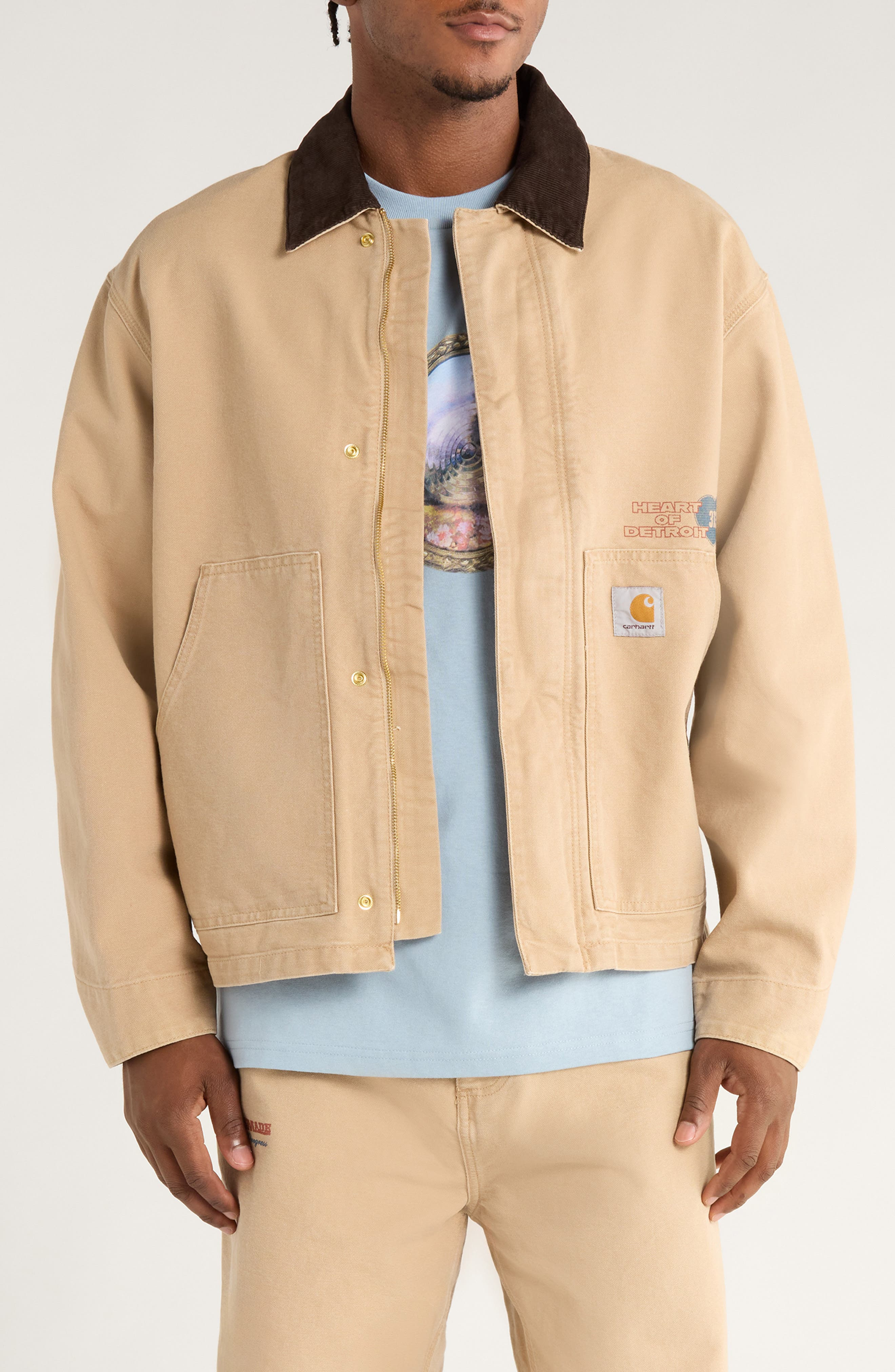 Carhartt Work In Progress OG Arcan Graphic Organic Cotton Canvas Jacket in Dusty Heather Brown /Toba - 1
