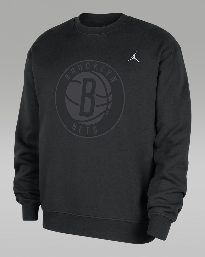 Brooklyn Nets Statement Essentials Men's Jordan NBA Fleece Crew-Neck Sweatshirt 1