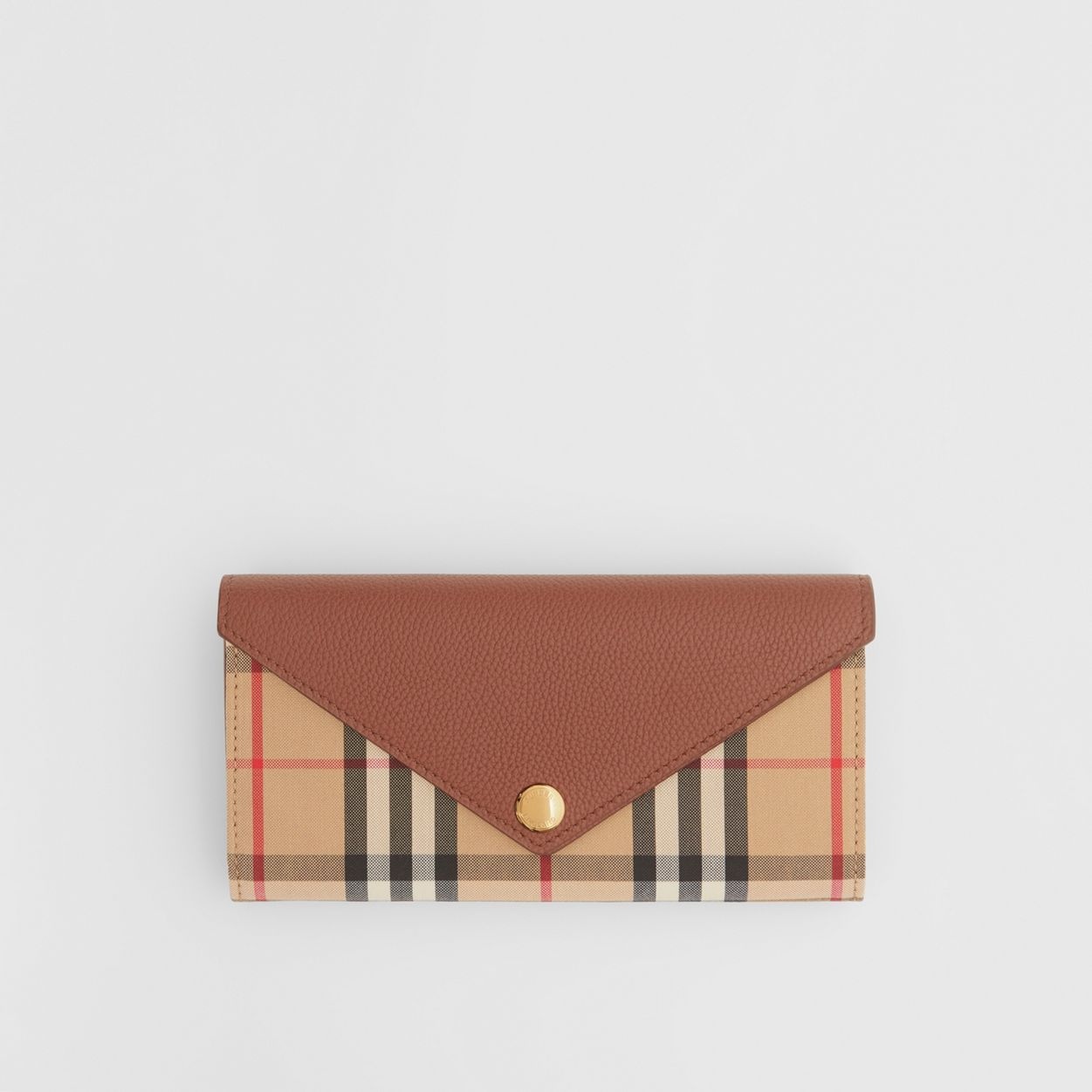 Vintage Check and Leather Continental Wallet - 1