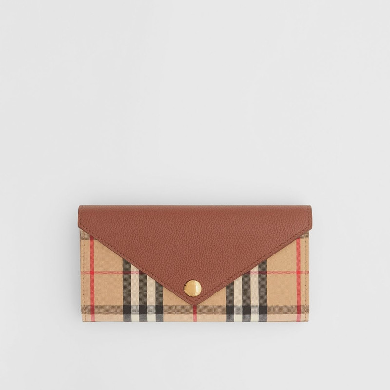 Vintage Check and Leather Continental Wallet 1
