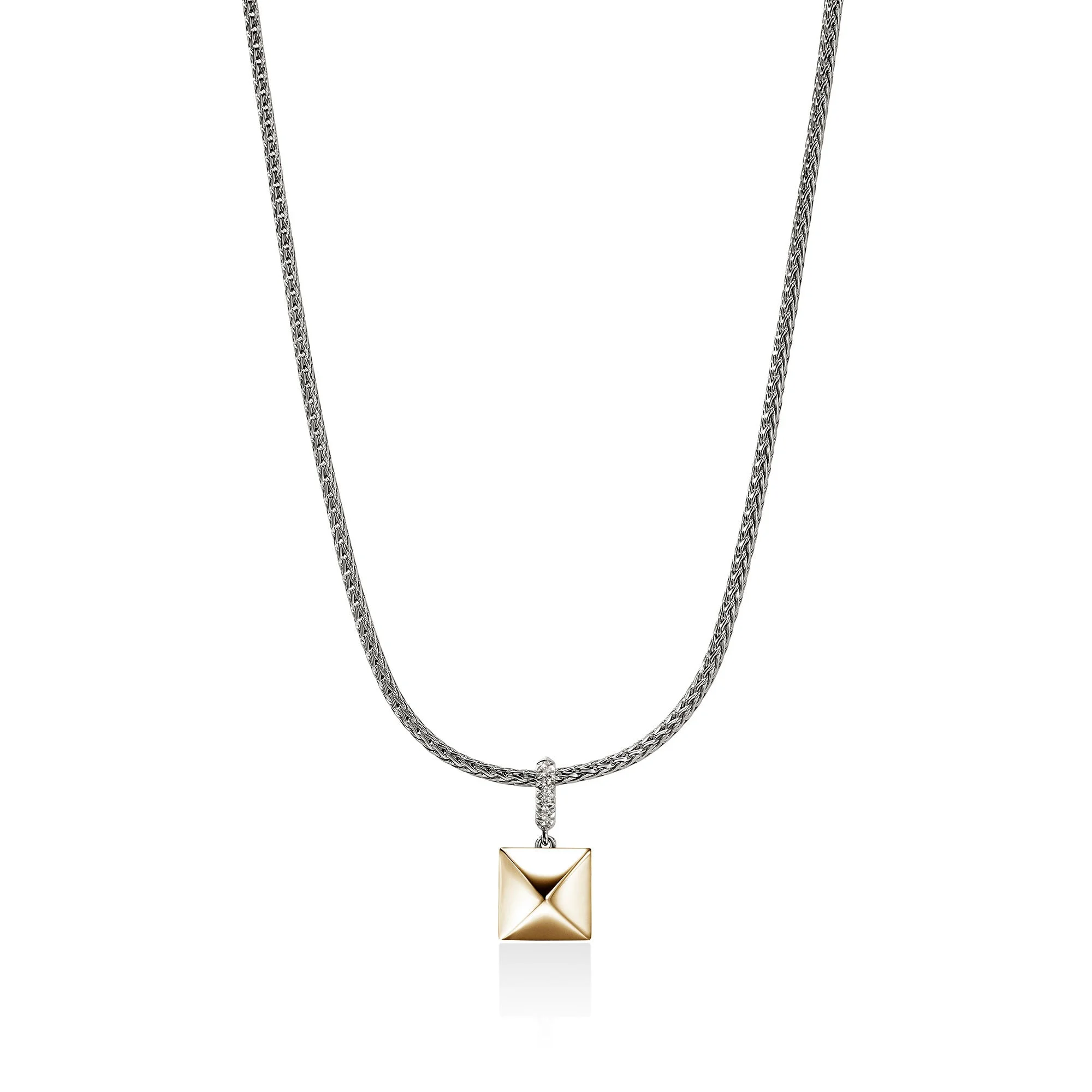 Icon Stud Pendant Necklace, Gold, Sterling Silver, Diamonds, 2.5MM - 1