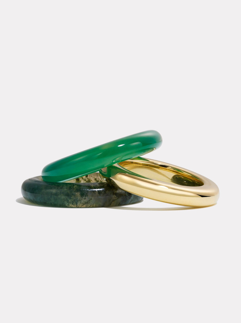 By Pariah Stack_Stone Trilogy Gold Stack | Moss Agate & Green Chalcedony outlook