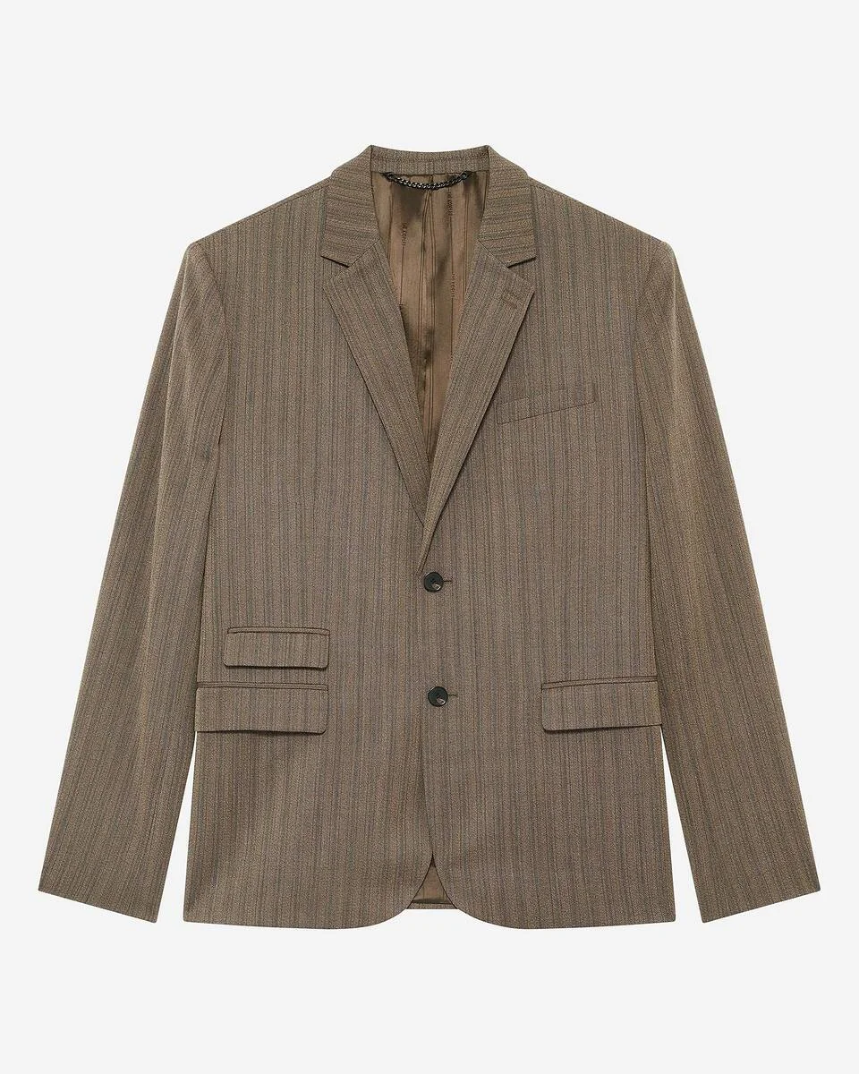 BROWN PINSTRIPE SUIT JACKET - 1