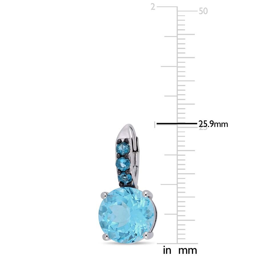 Amour - AMOUR 15 1/4 CT TGW Sky Blue Topaz and London Blue Topaz Leverback Earrings In Sterling Silver - 3