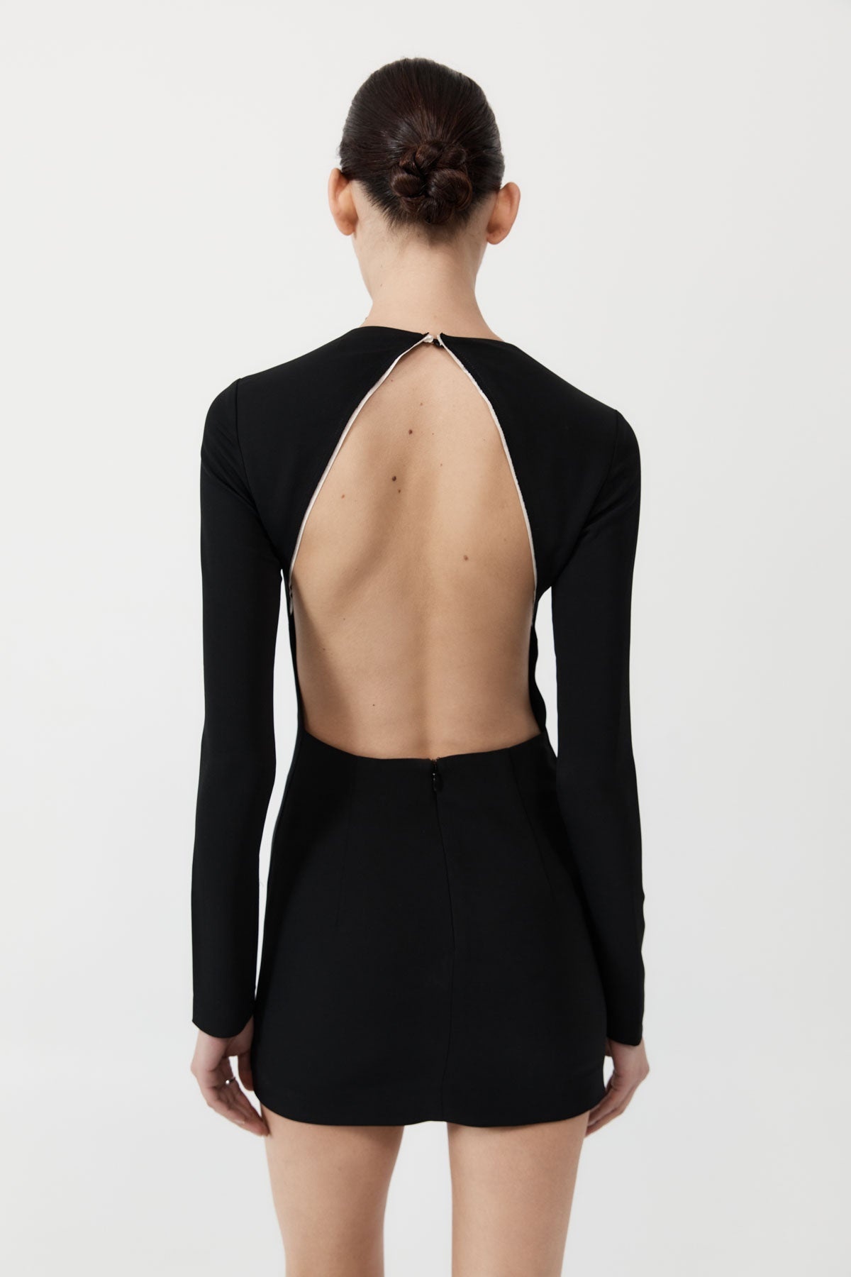 Raw Edge Mini Dress - Black - 4