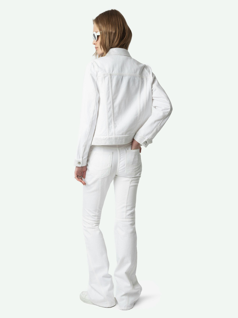 Kioky Womens White Denim Jacket 3