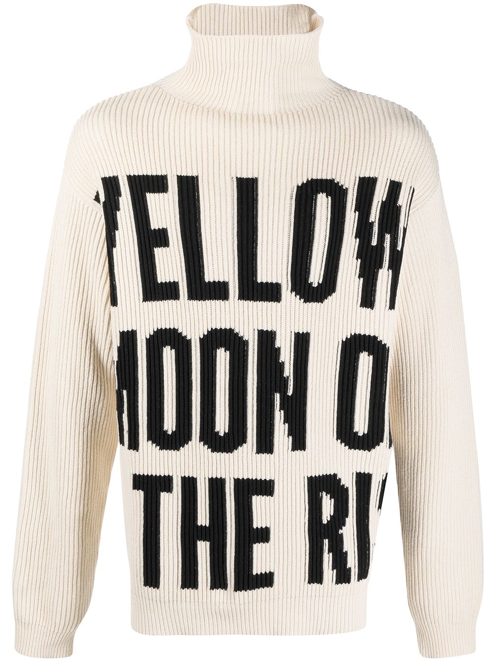 slogan print knitted roll neck - 1