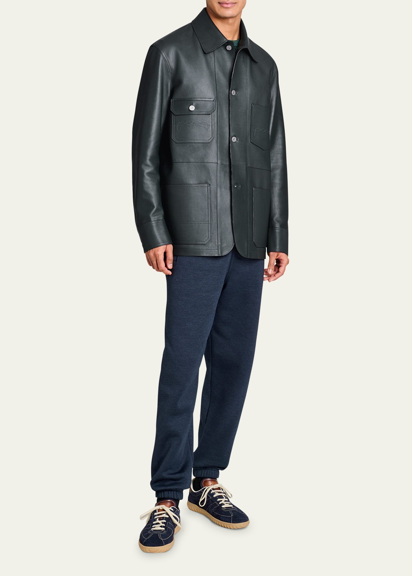 Men's Leather 4-Pocket Chore Jacket - 2