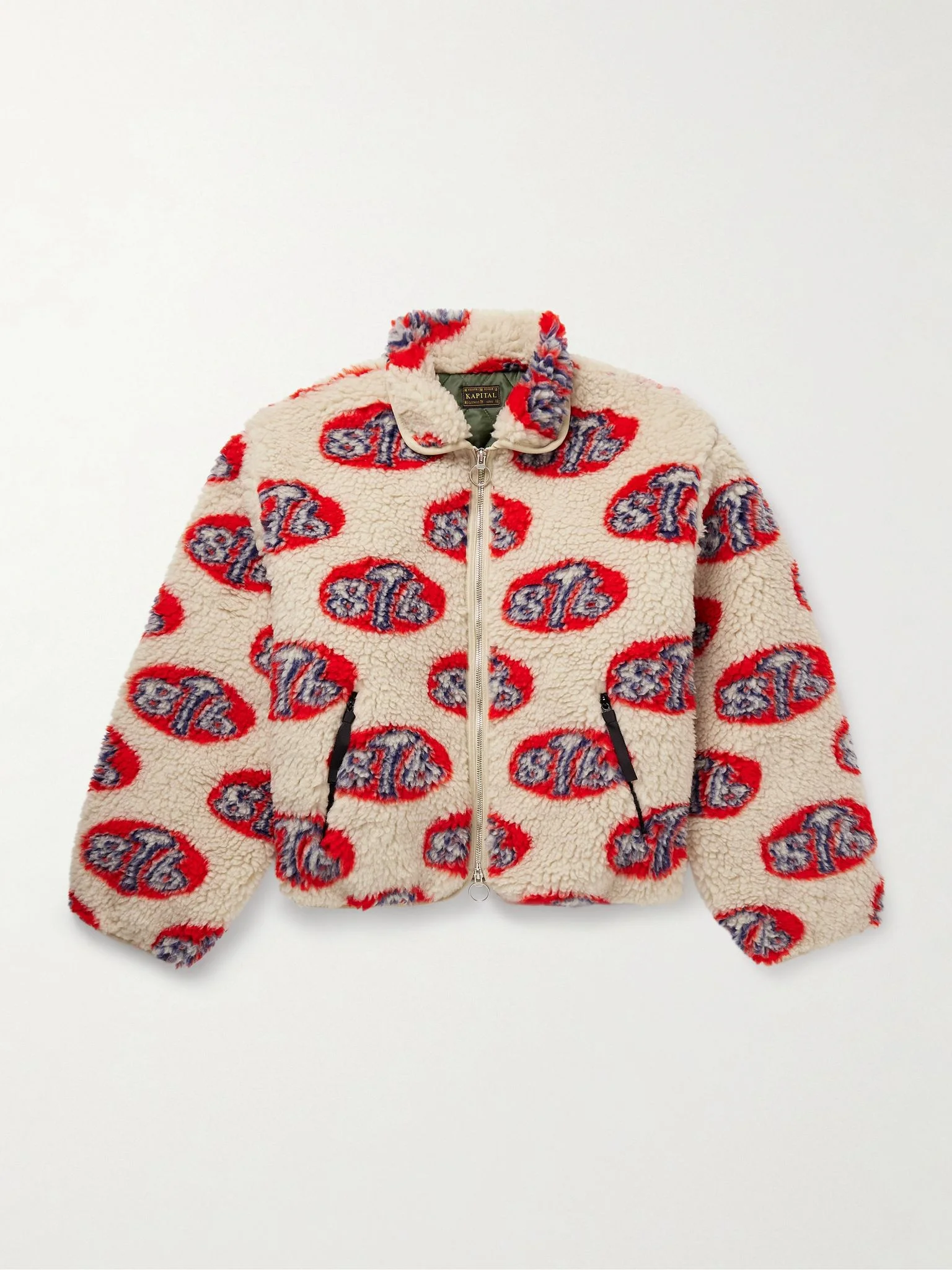 Drizzler Cropped Printed Fleece Jacket Ecru - 1