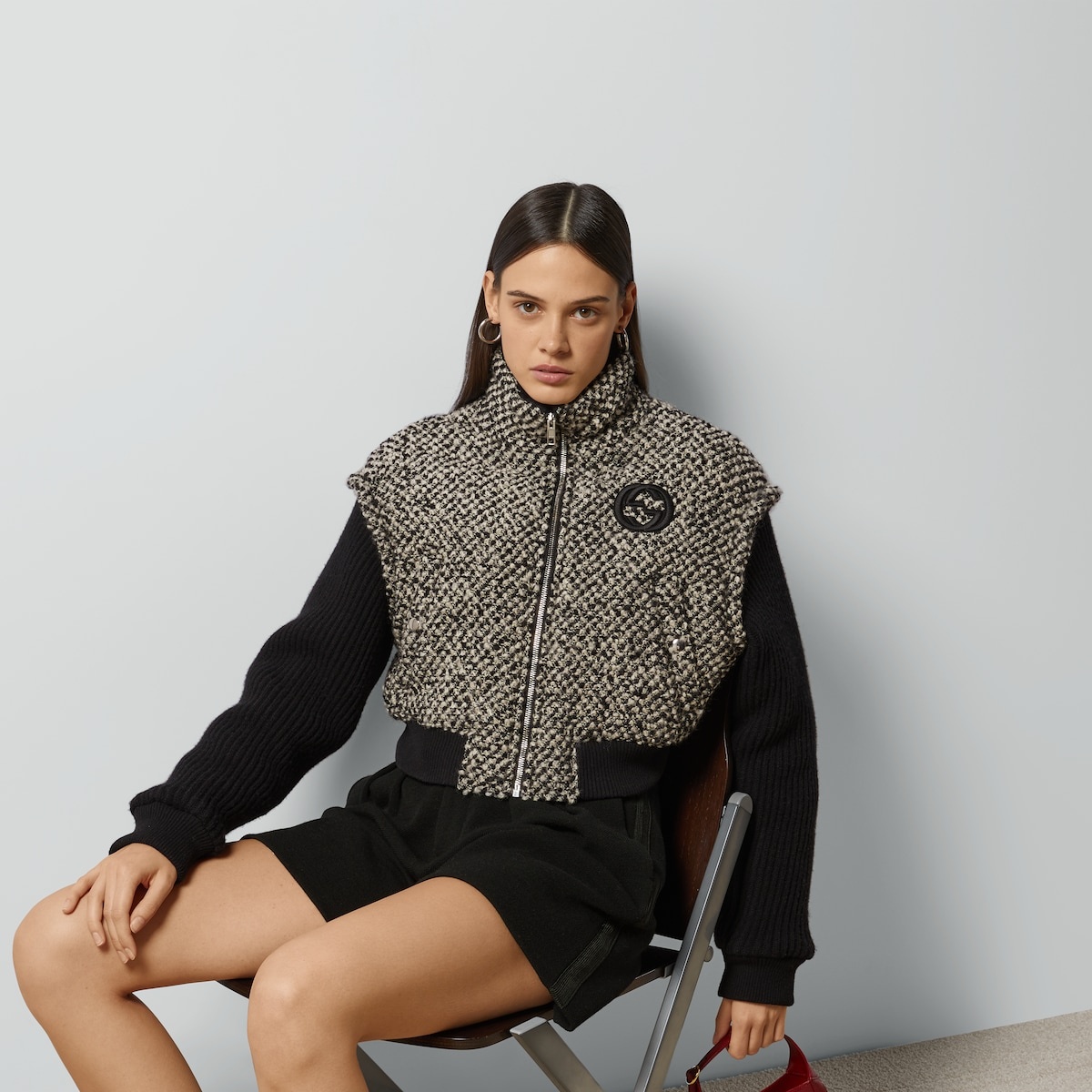 Bouclé wool jacket with Interlocking G - 2