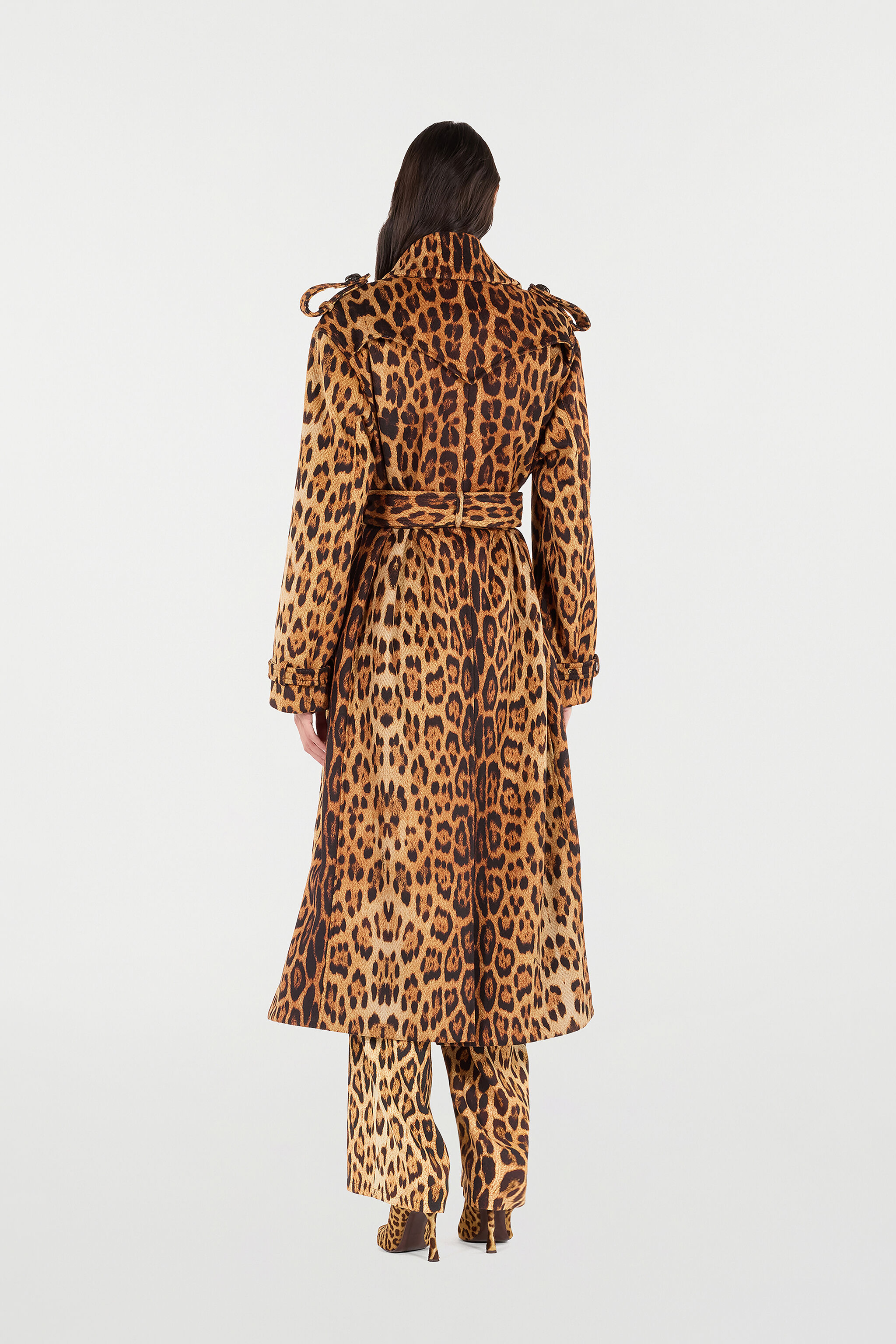 Long Trench Coat With Jaguar Skin Print - 4