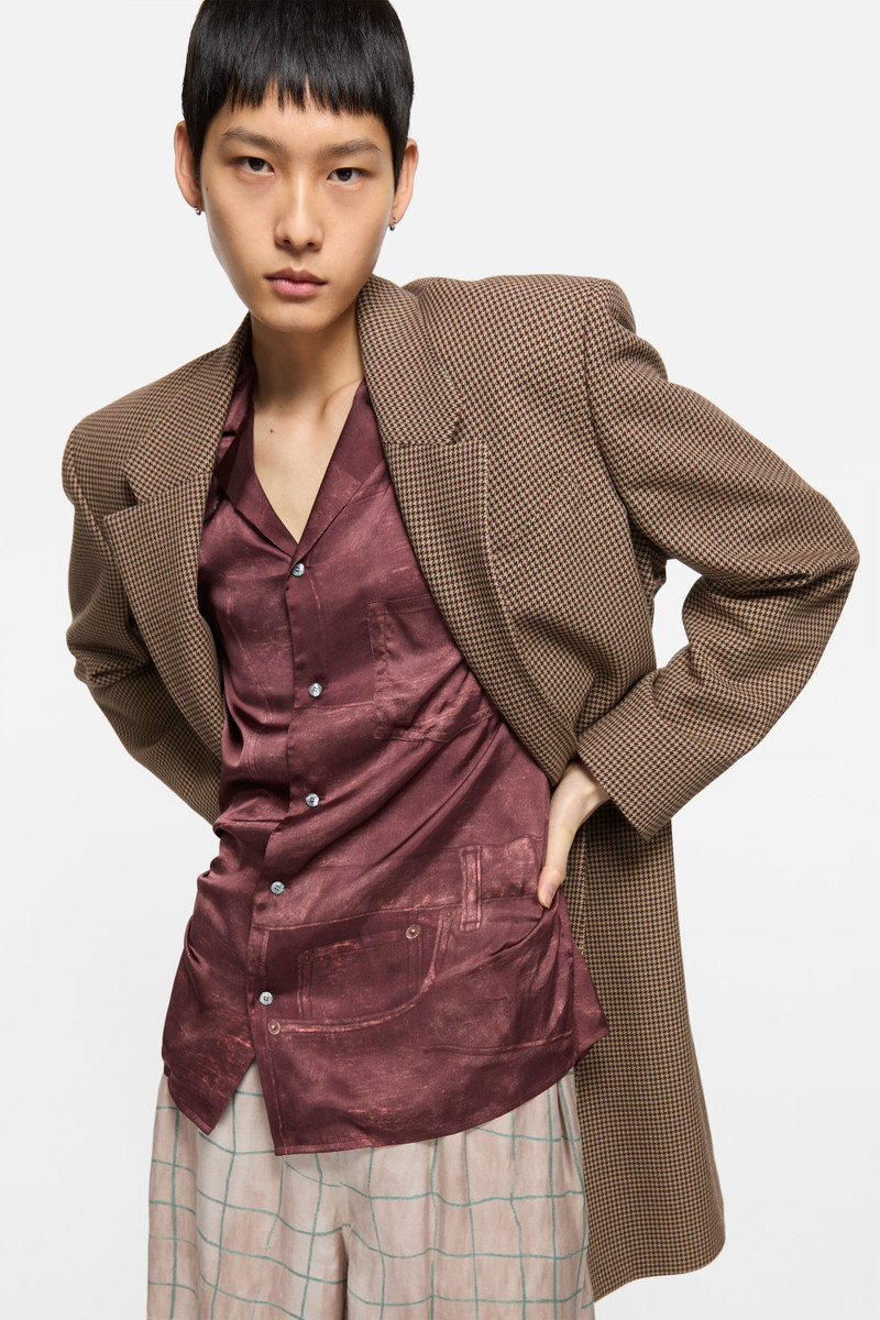 Single-Breasted Wool Coat - Multi brown 4