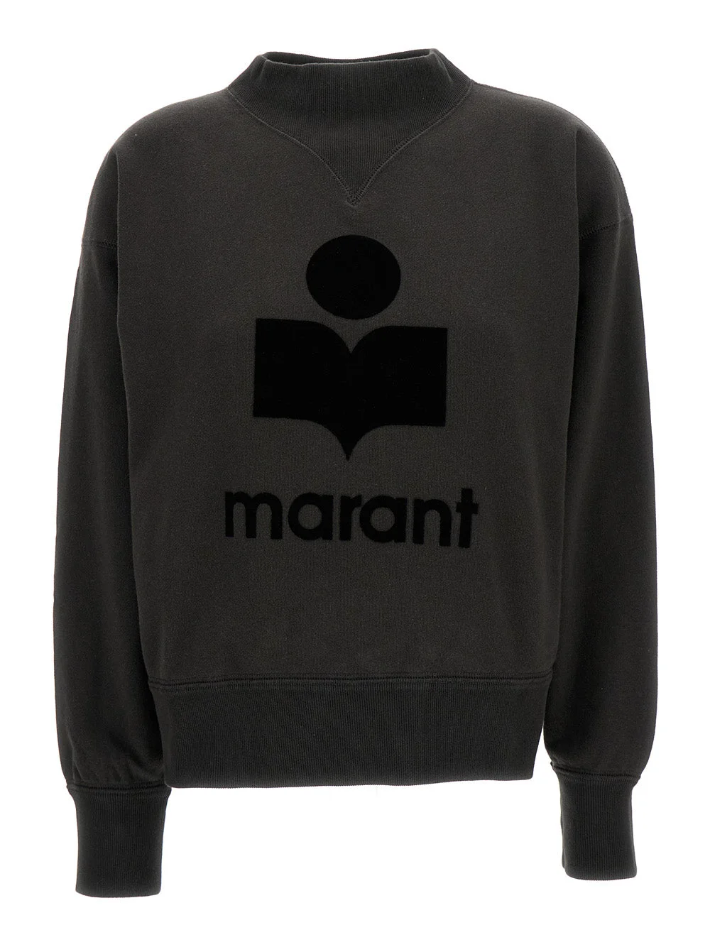 Isabel Marant Etoile Women Black High Neck Sweatshirt With Contrasting Logo Print In Cotton Blend Wo - 1