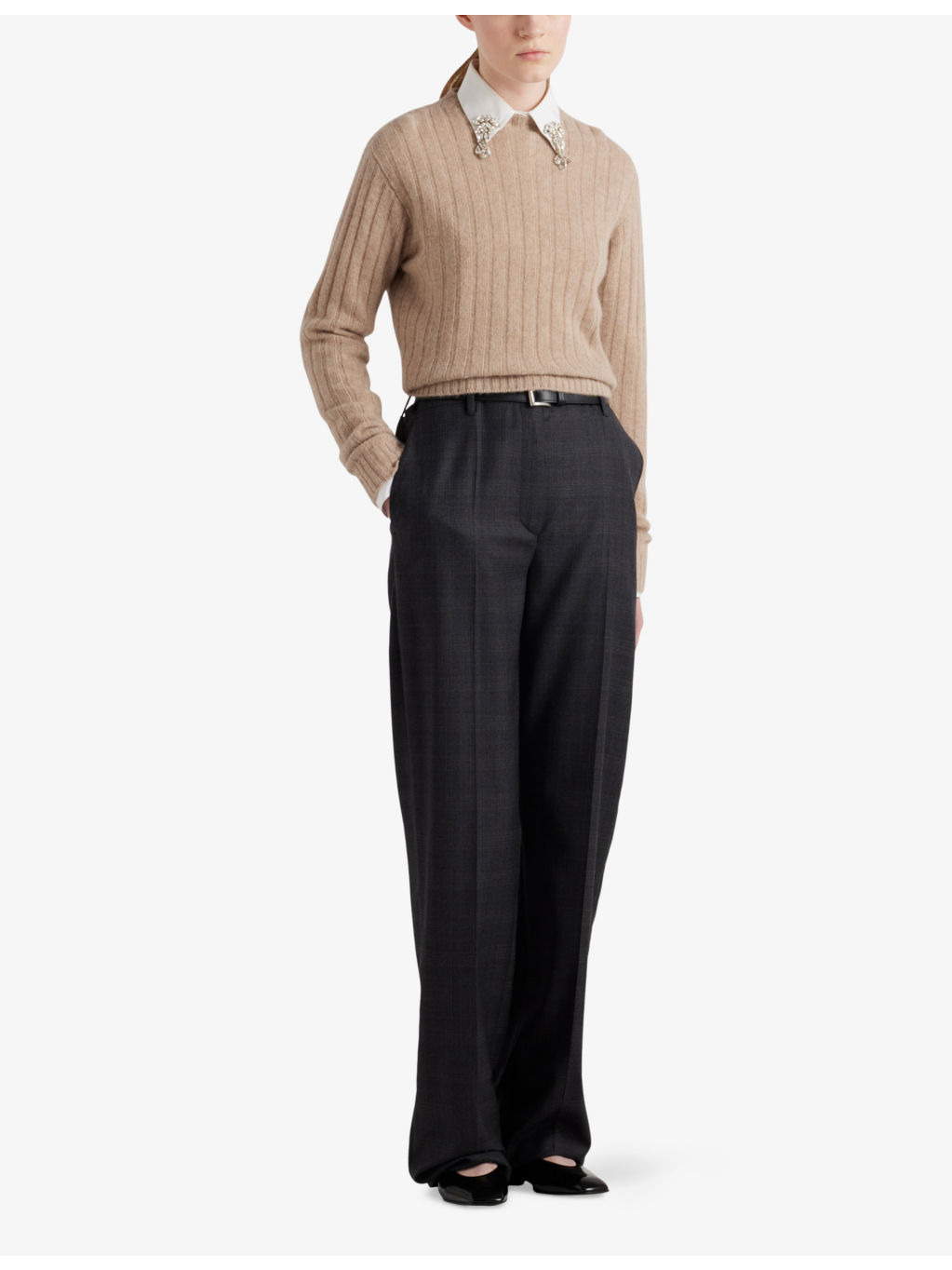 Round-Neck Ribbed Cashmere Jumper - 2