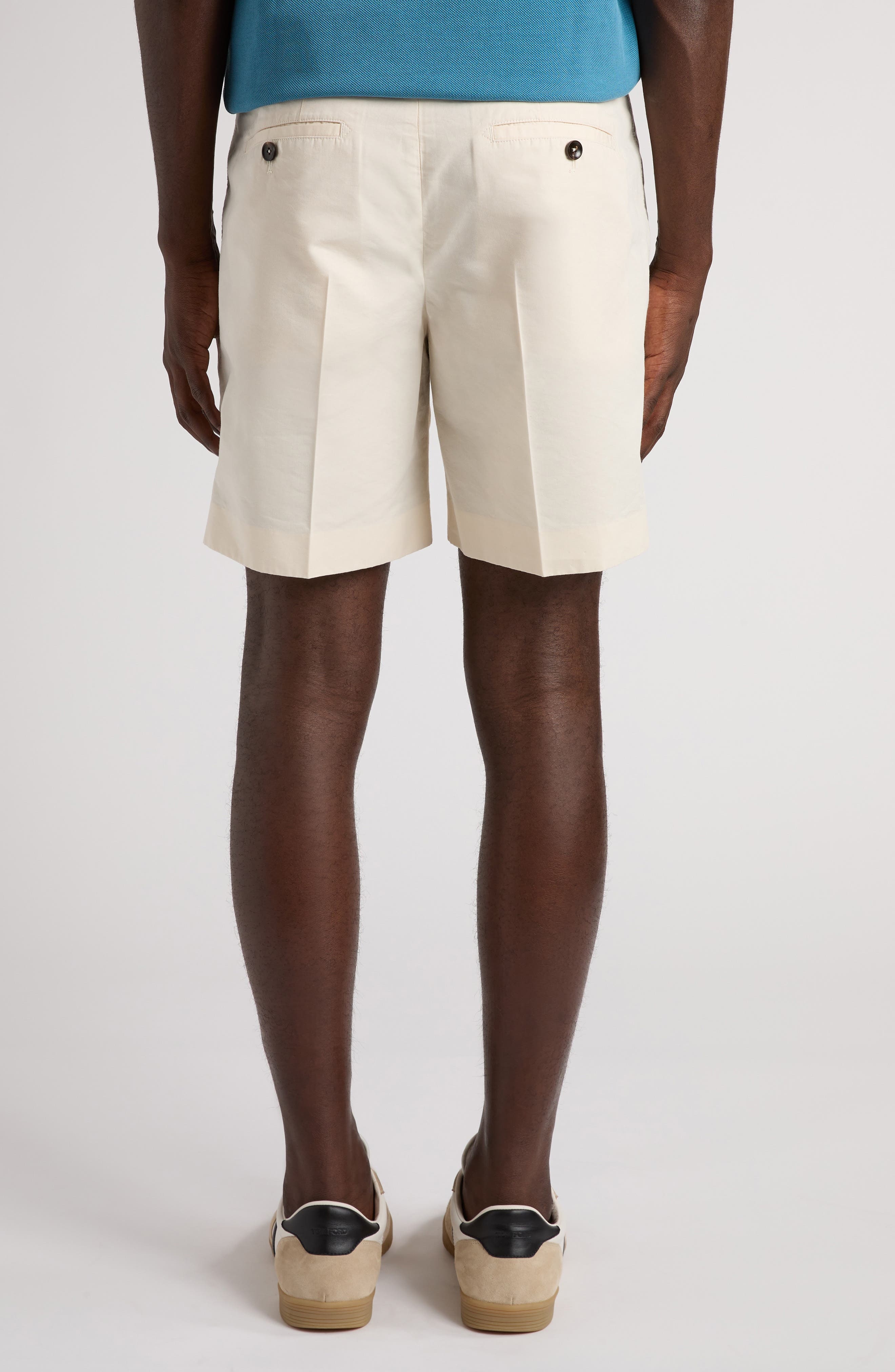 TOM FORD Fluid Pleated Cotton & Silk Poplin Shorts in Aw013 Ecru at Nordstrom - 2
