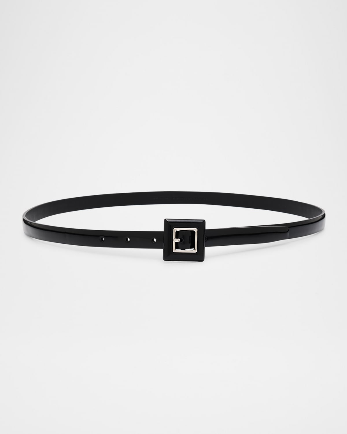 Square Buckle Thin Leather Belt - 1