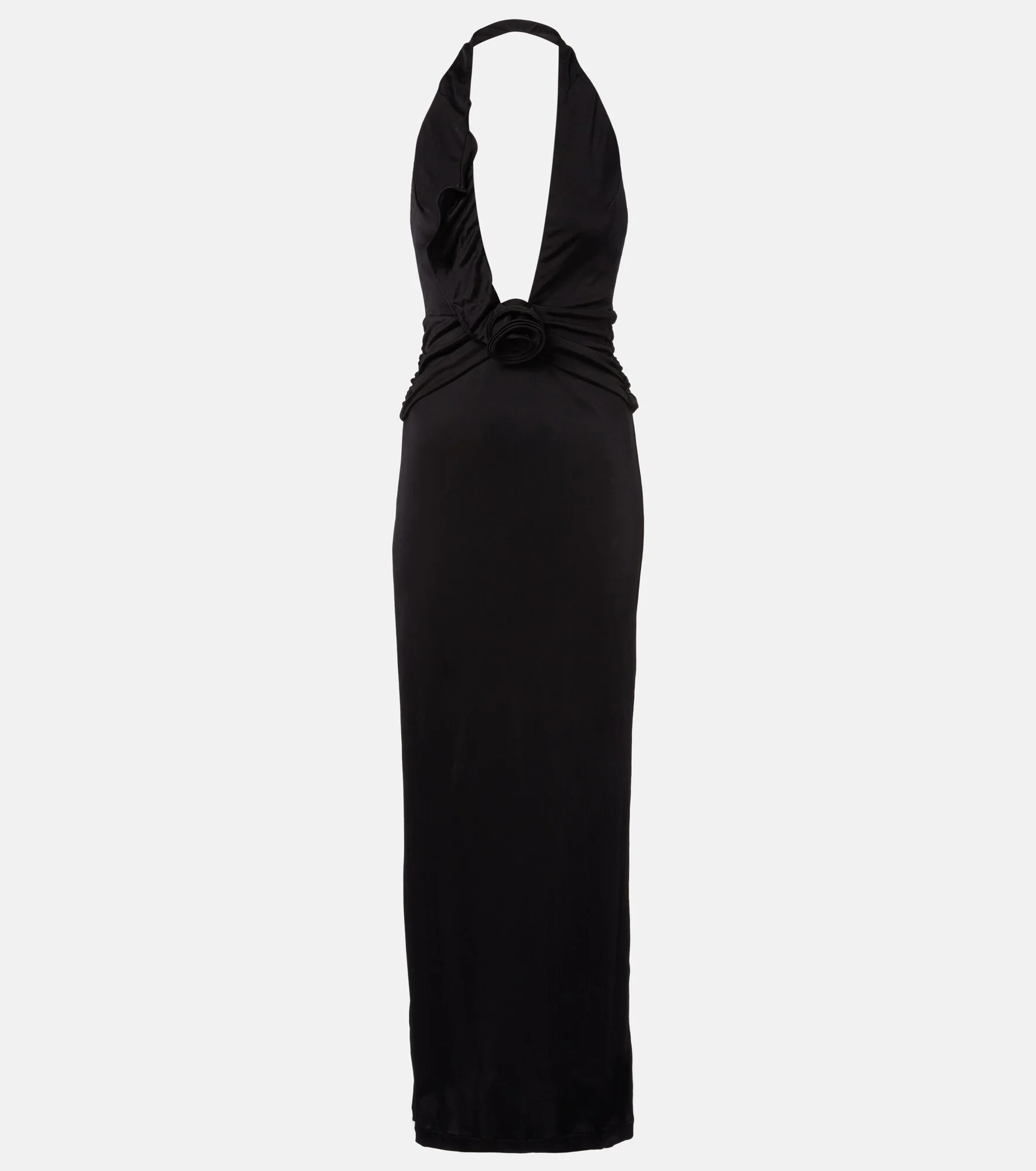 Floral-appliqué halterneck maxi dress - 1