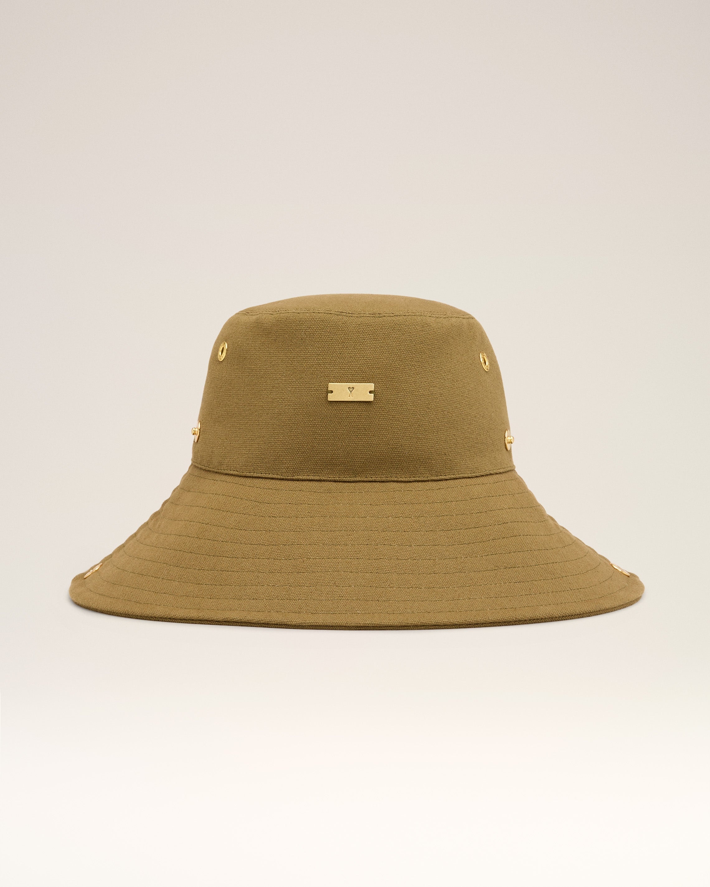 KHAKI COTTON AMI DE COEUR PLATE HAT - 4