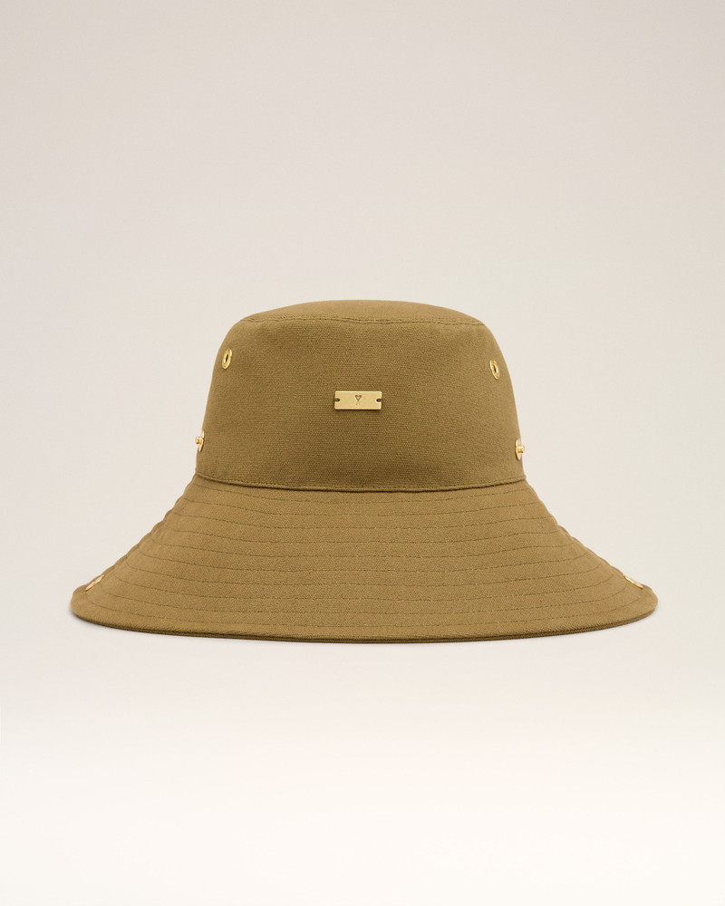 KHAKI COTTON AMI DE COEUR PLATE HAT 4