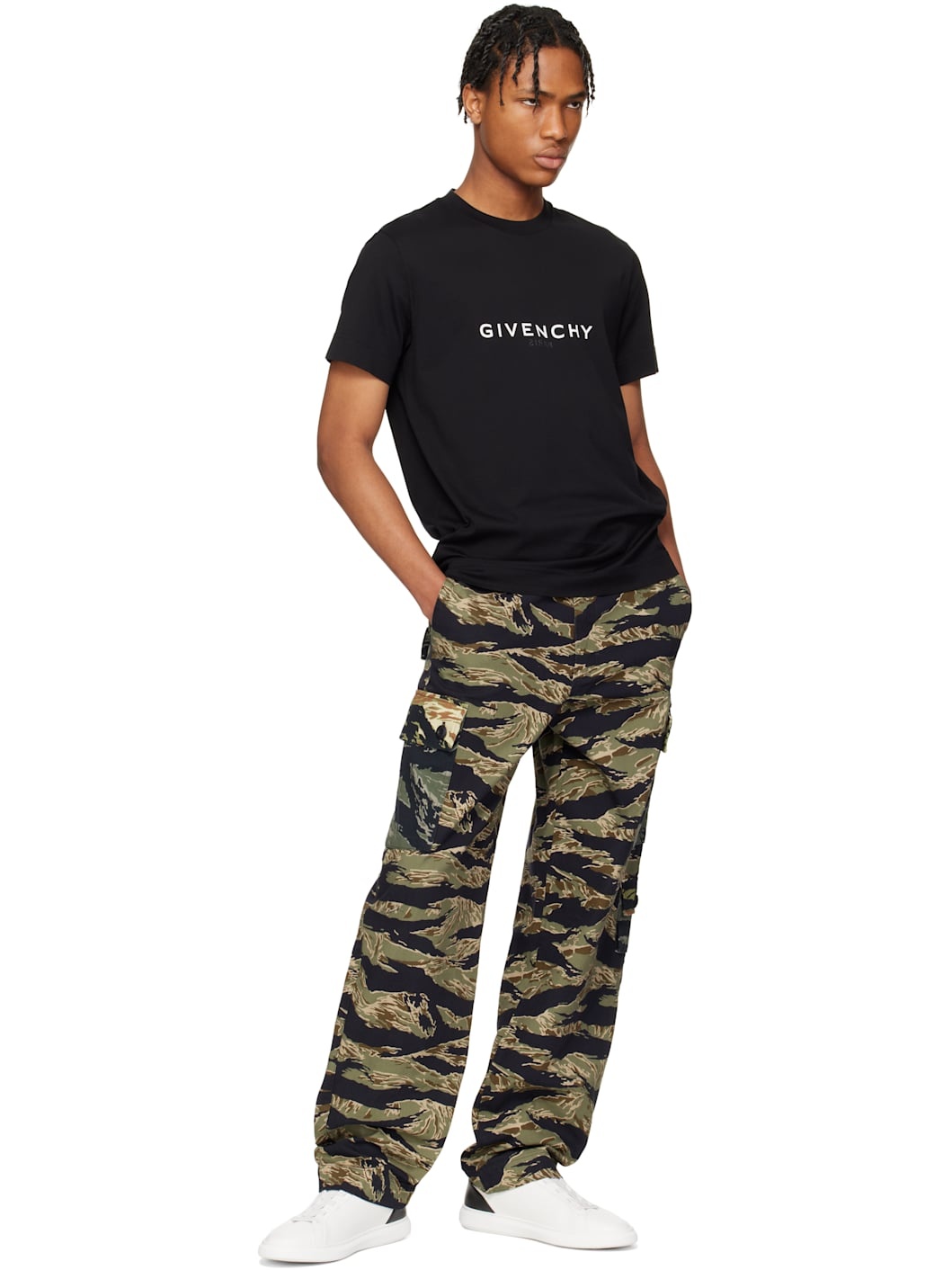 Black & Khaki Camo Print Cargo Pants - 4