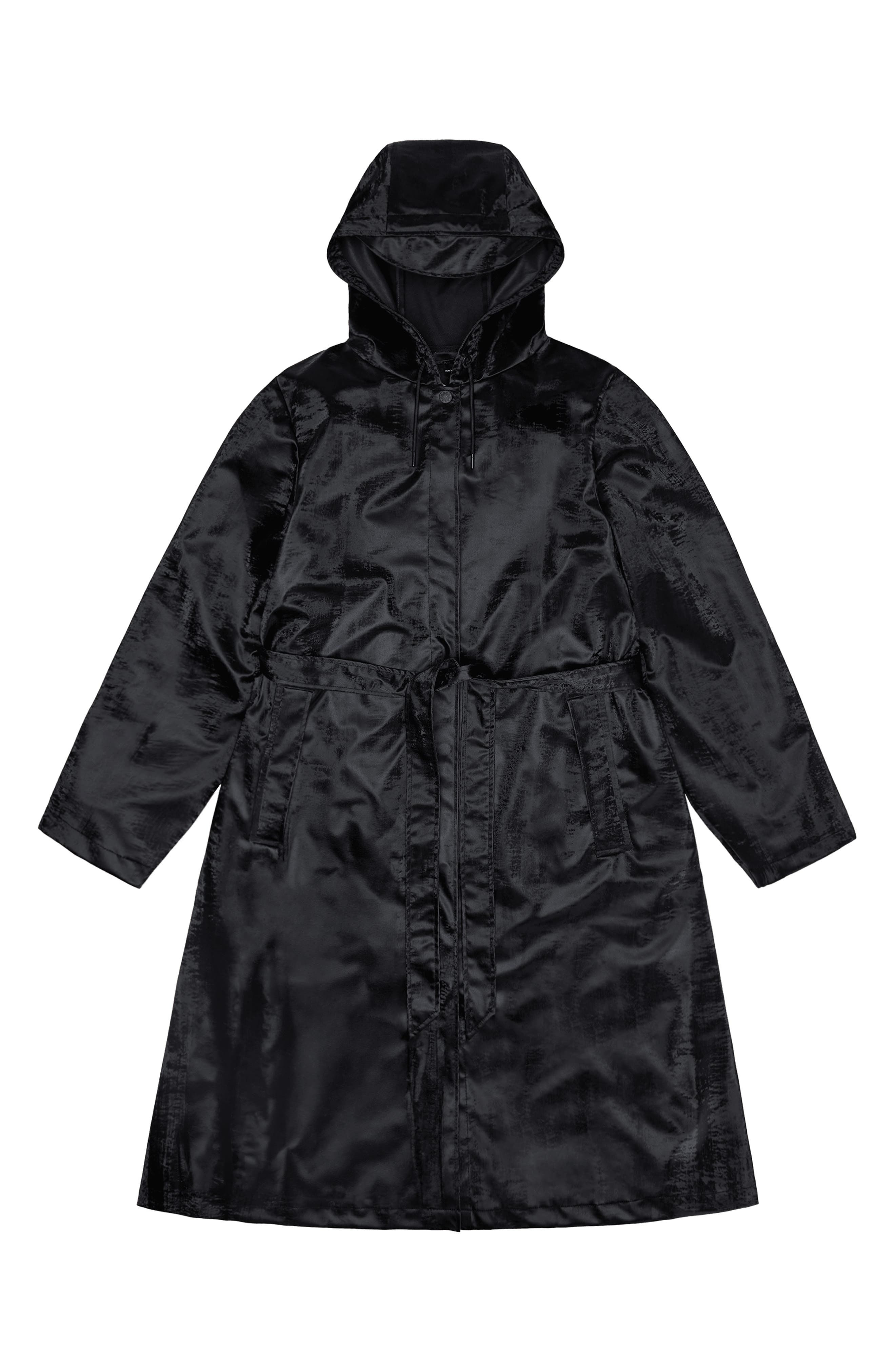 Rains Waterproof A-Line Long Raincoat in Coal at Nordstrom - 4