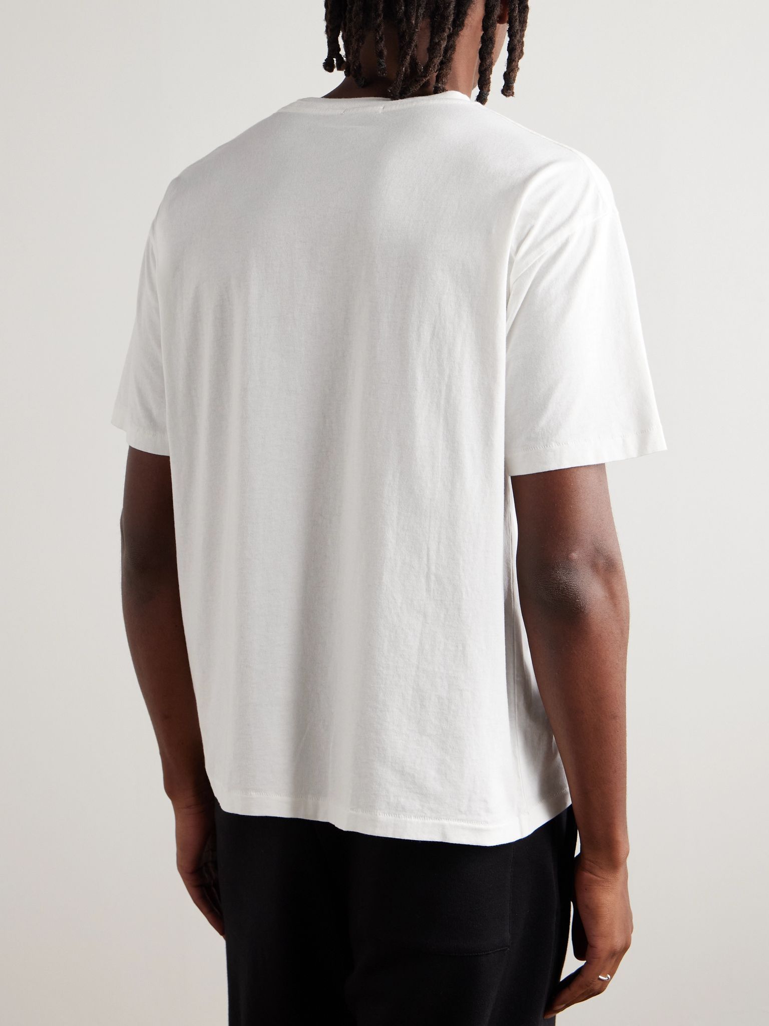 Portrait Logo-Embroidered Printed Cotton-Jersey T-Shirt White - 3