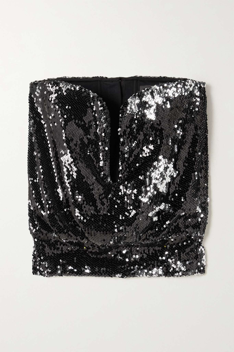 Mandy strapless sequined crepe top 1