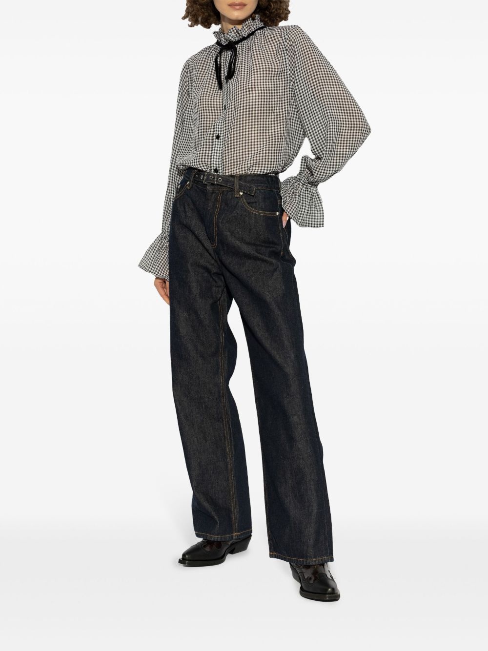 sheer check shirt - 2