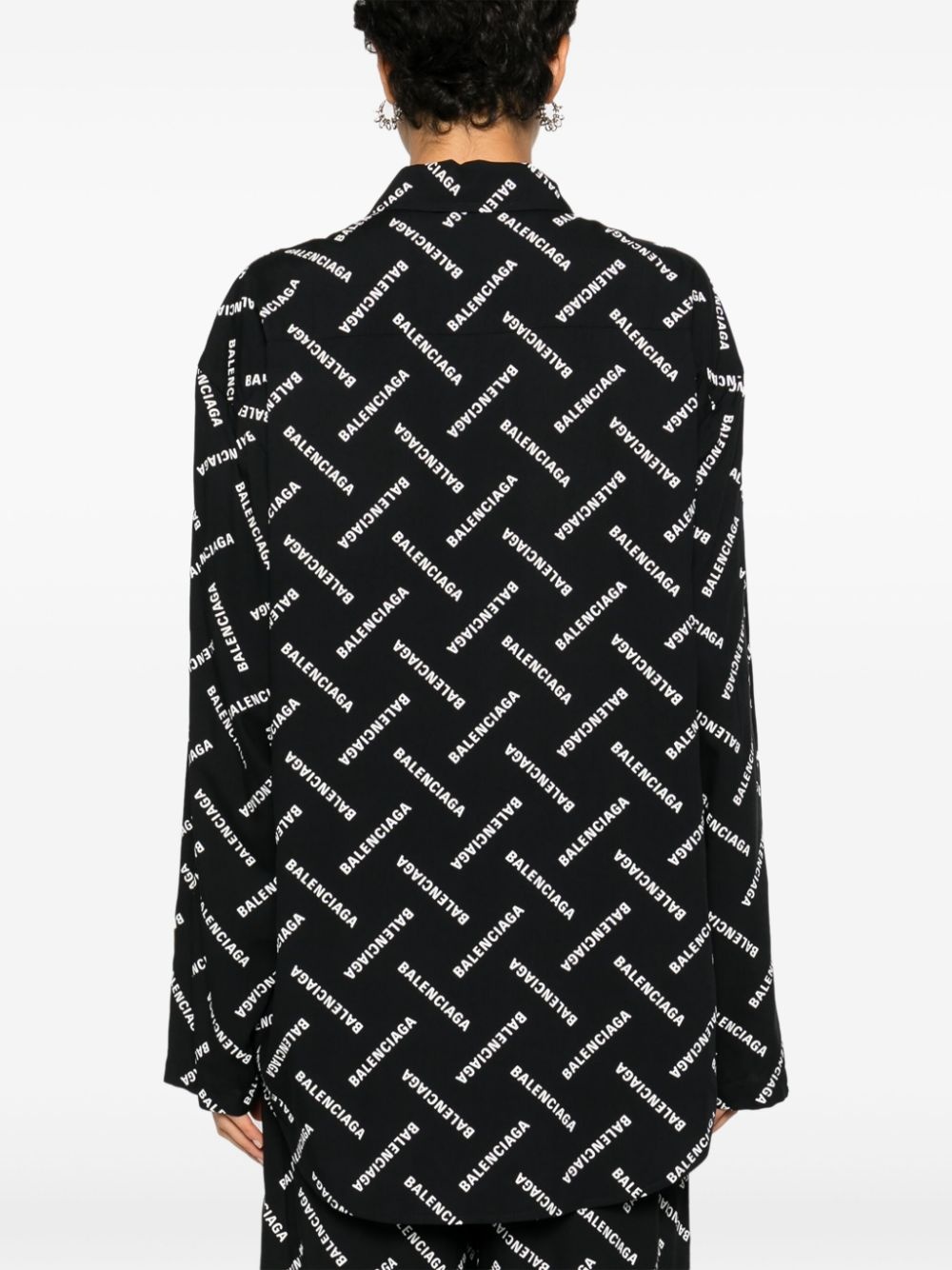 logo-print drop-shoulder shirt - 4