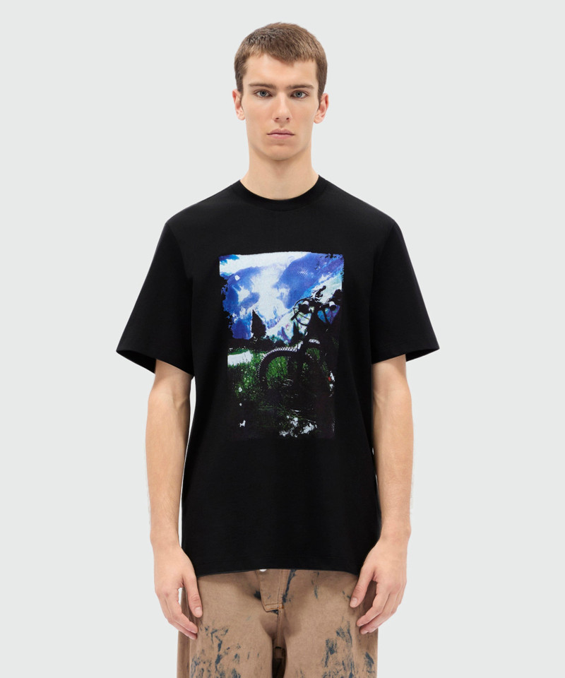 MSGM Black short-sleeve cotton jersey crew-neck T-shirt with front print outlook