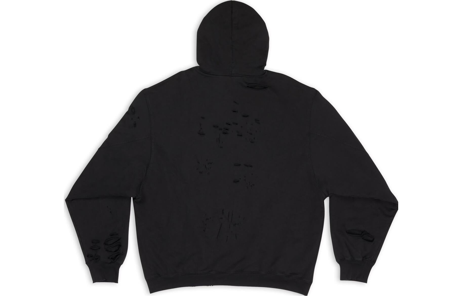 Balenciaga Caps Destroyed Hoodie 'Black' 659403TKVB61781 - 2