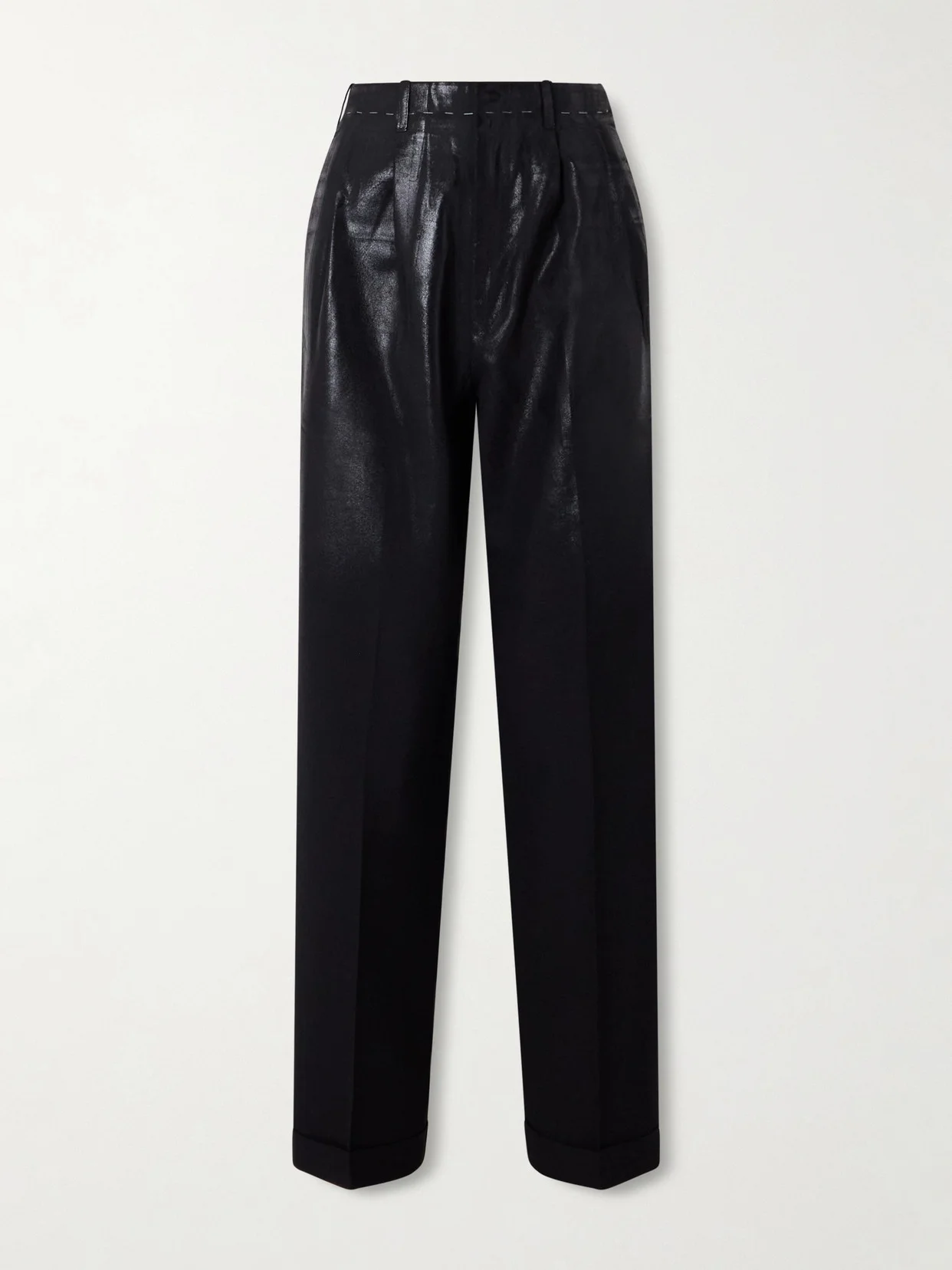 Pleated Wool Straight-leg Pants - 1
