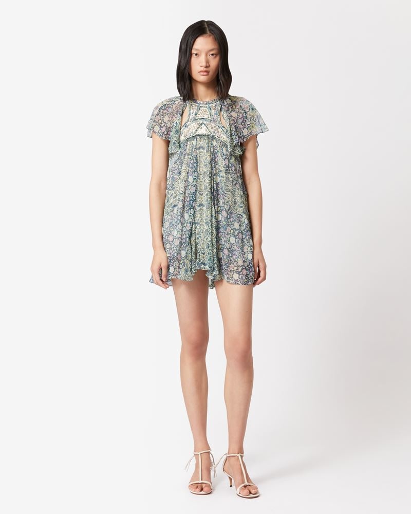 ISABEL MARANT ★Odile プリント シルク ミニ ドレス Isabel Marant Odile embellished cutout floral-print silk