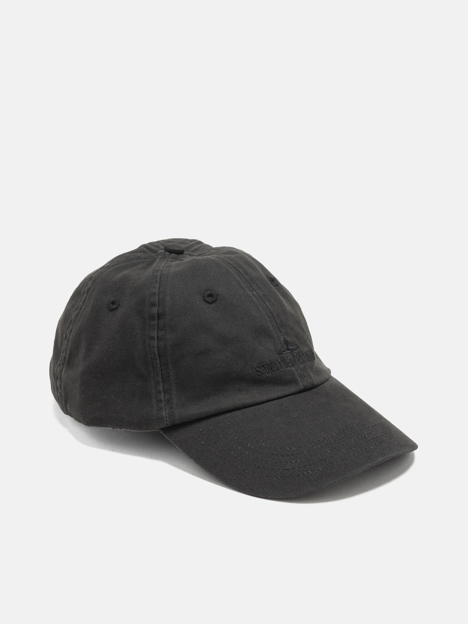 Brushed Cotton Gabardine Baseball Cap Black - 1