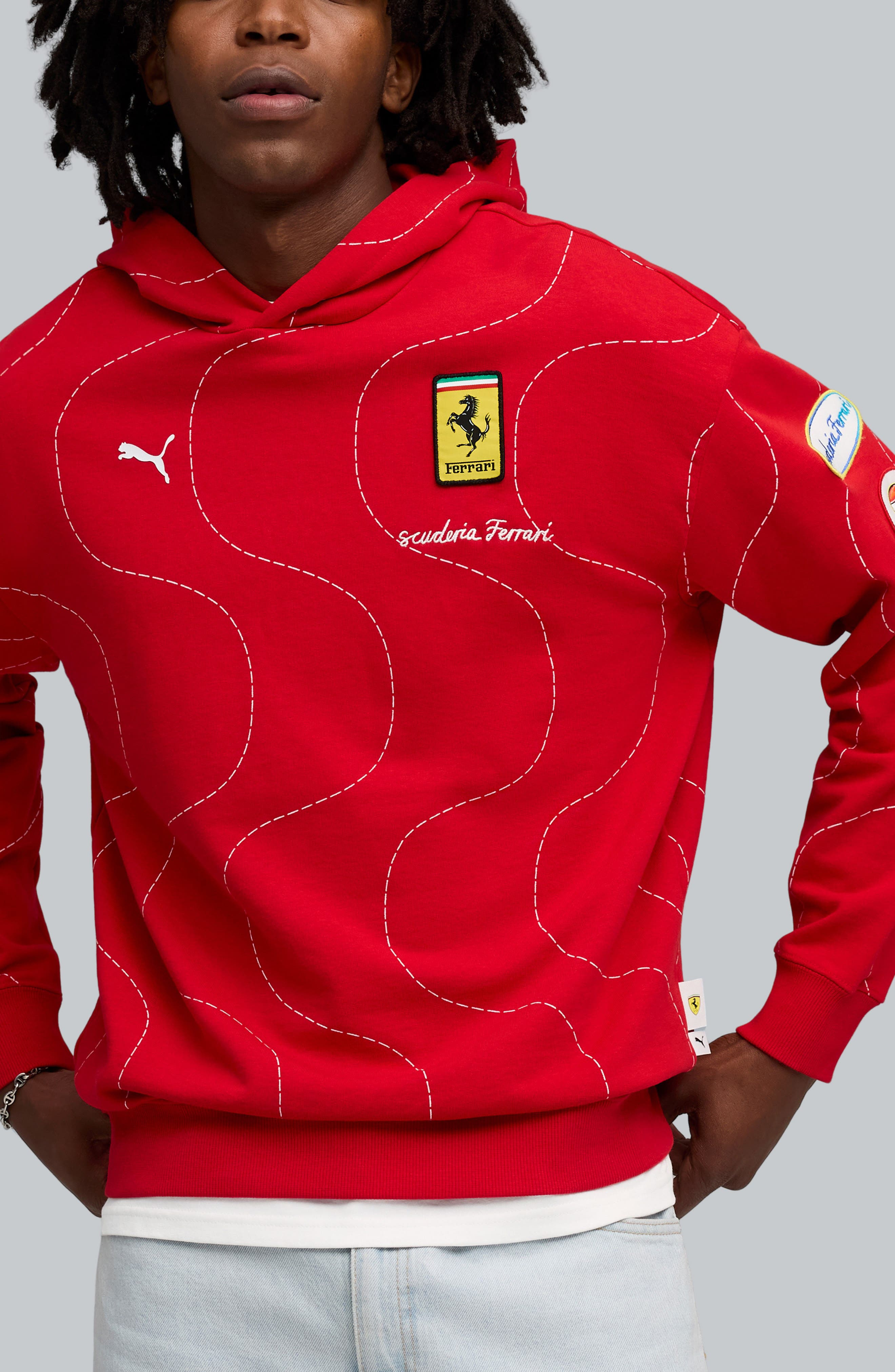 PUMA x Scuderia Ferrari Monza Cotton Hoodie in Rosso Corsa at Nordstrom - 1