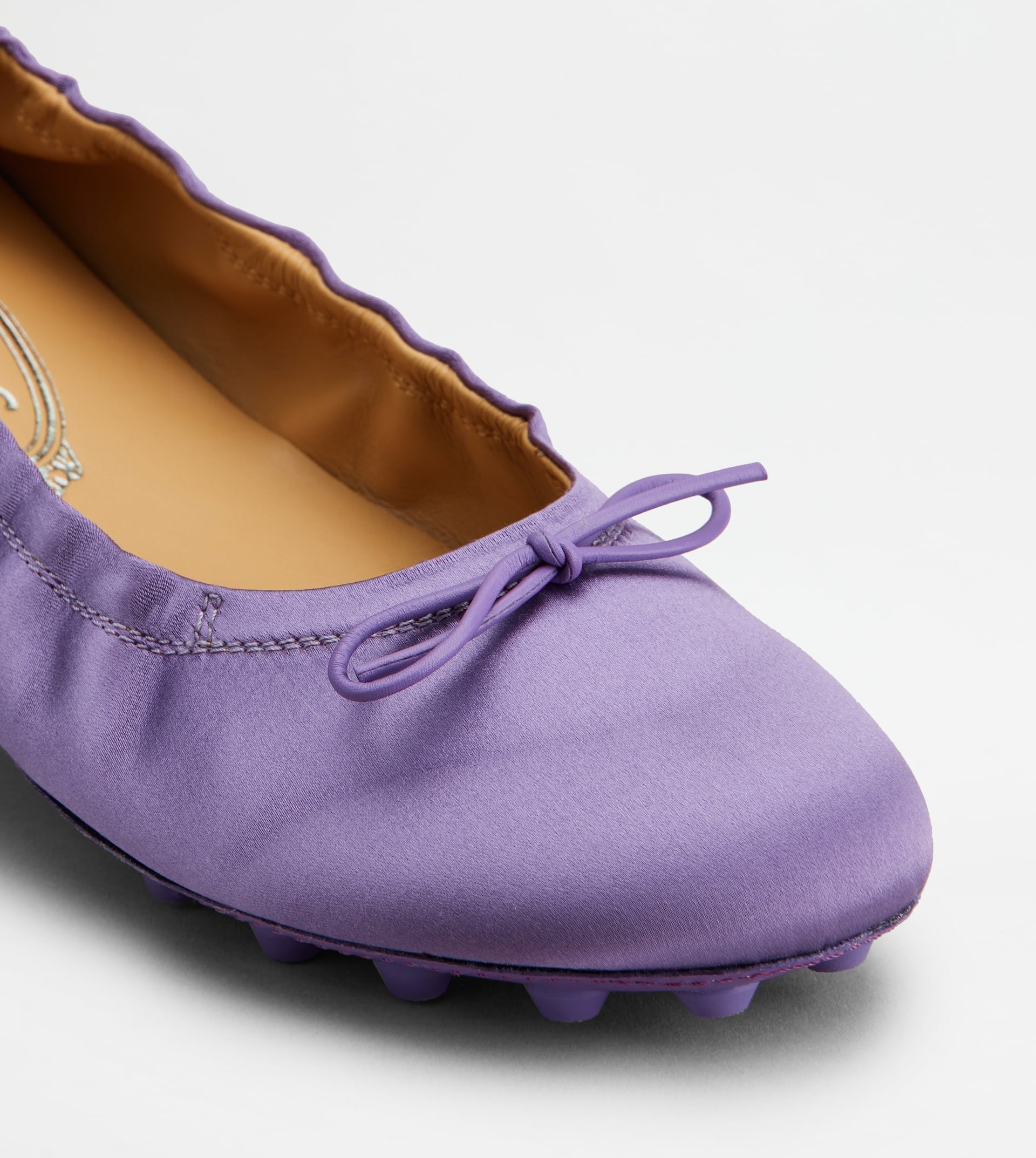 Tod's BUBBLE BALLERINAS IN SATIN AND LEATHER - VIOLET | REVERSIBLE