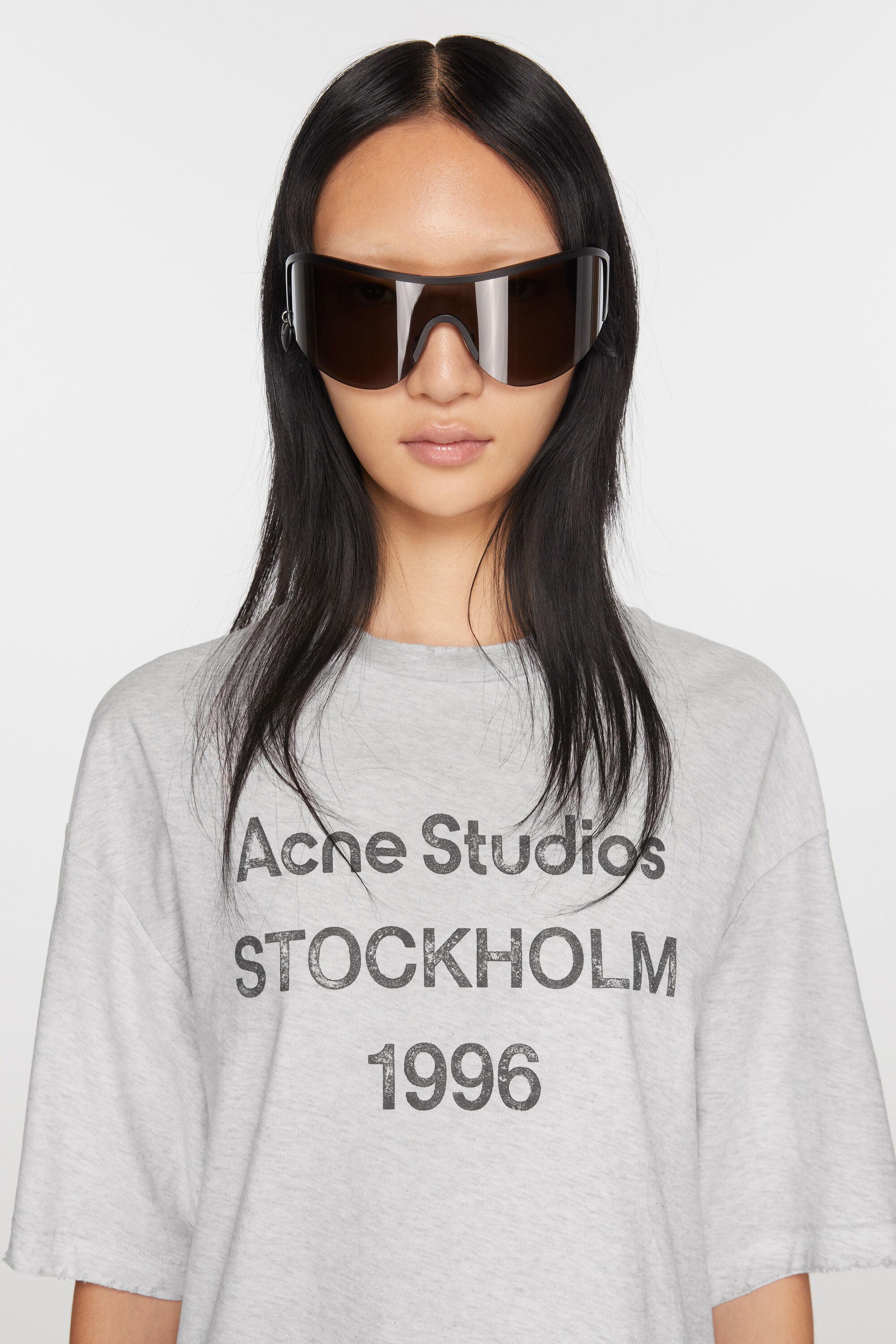 【関税&送料込】Acne Studios Pale Grey Melange Cotton T-Shir Acne Studios - Logo t-shirt - Relaxed unisex fit - Pale Grey