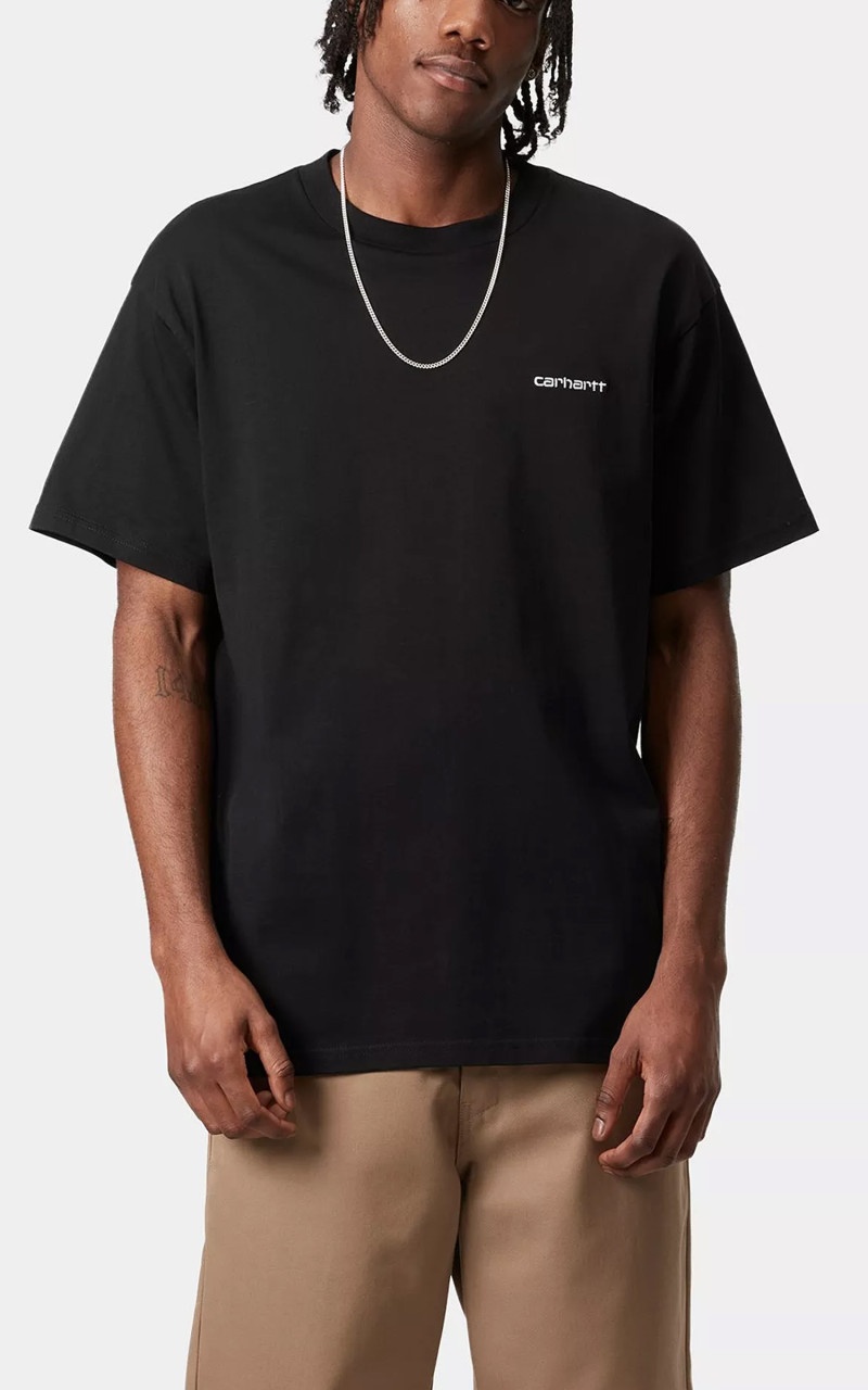 S/S SCRIPT EMBROIDERY T-SHIRT BLACK/WHITE - 2