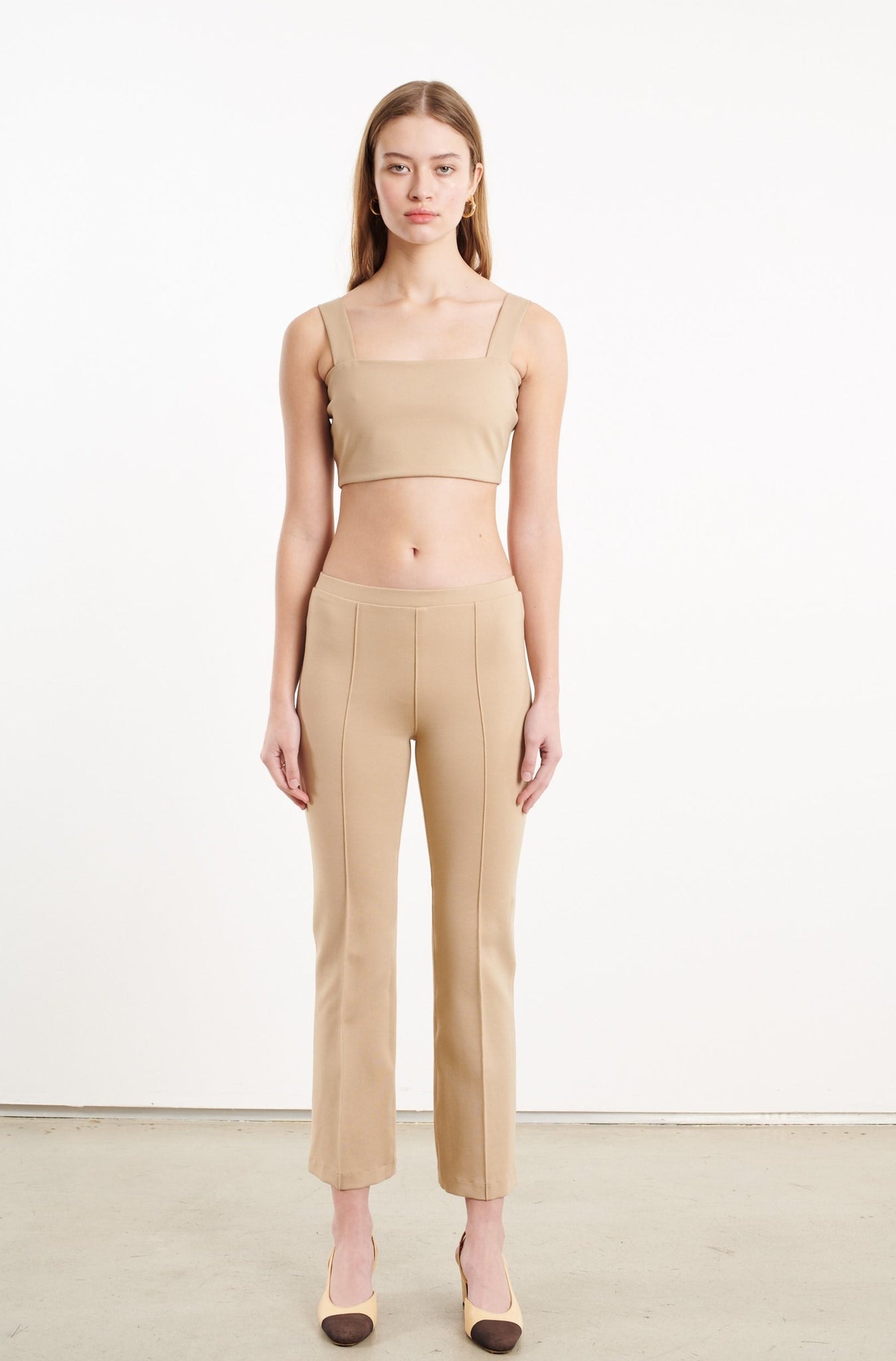KHAKI MICRO TUBE TOP WITH STRAPS - 1