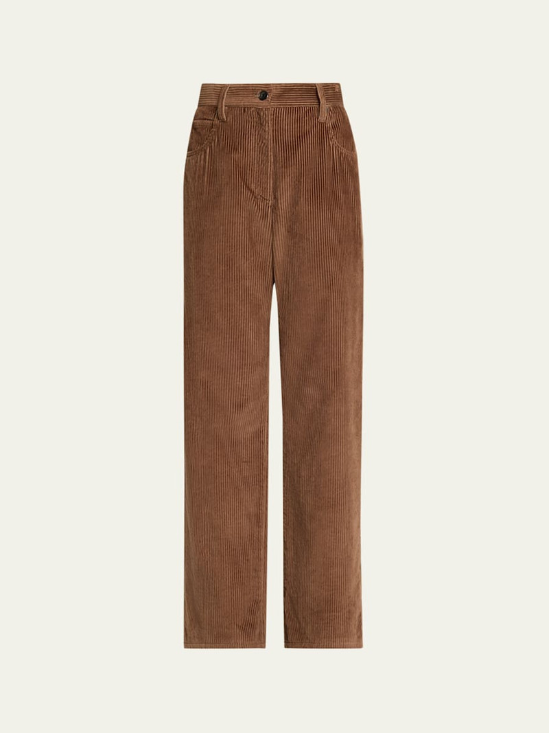 Mid-Rise Corduroy Straight-Leg Pants 1