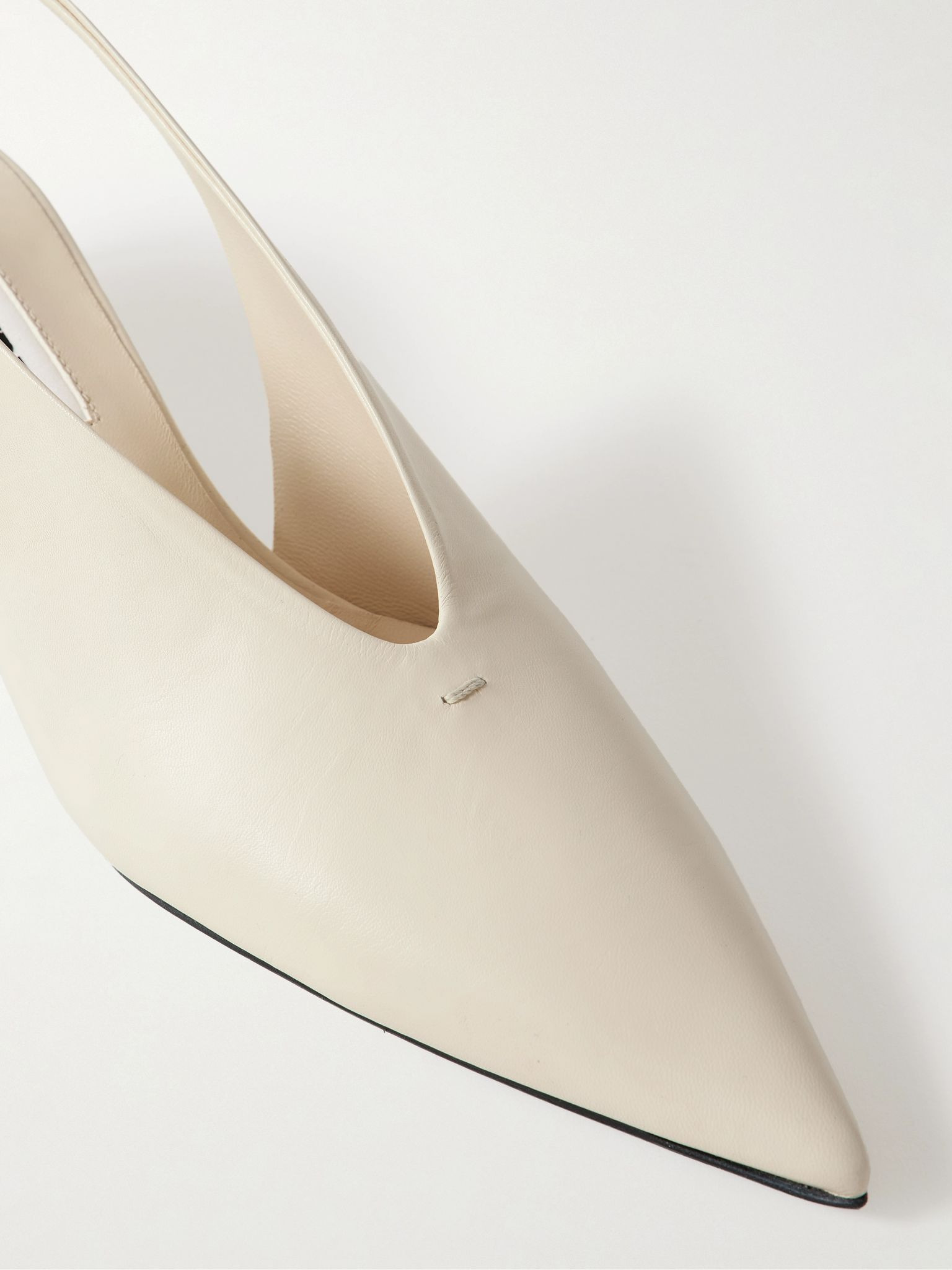 Leather slingback pumps Off-white - 4