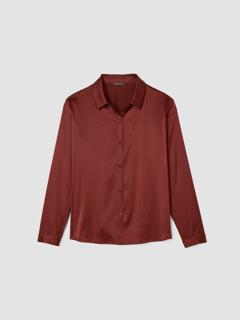 Stretch Silk Charmeuse Classic Collar Shirt 1