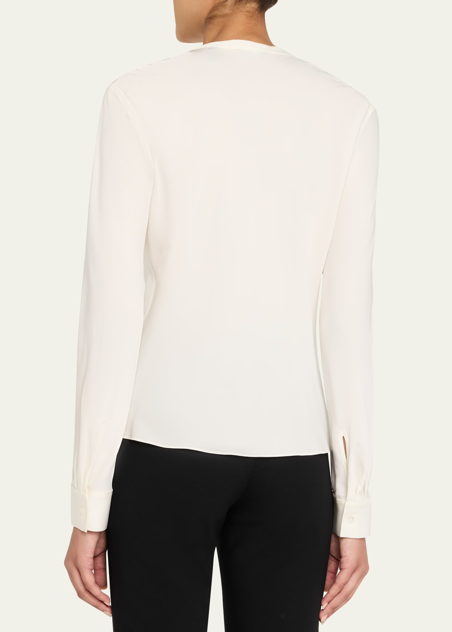 Draped Long-Sleeve Silk Blouse - 3