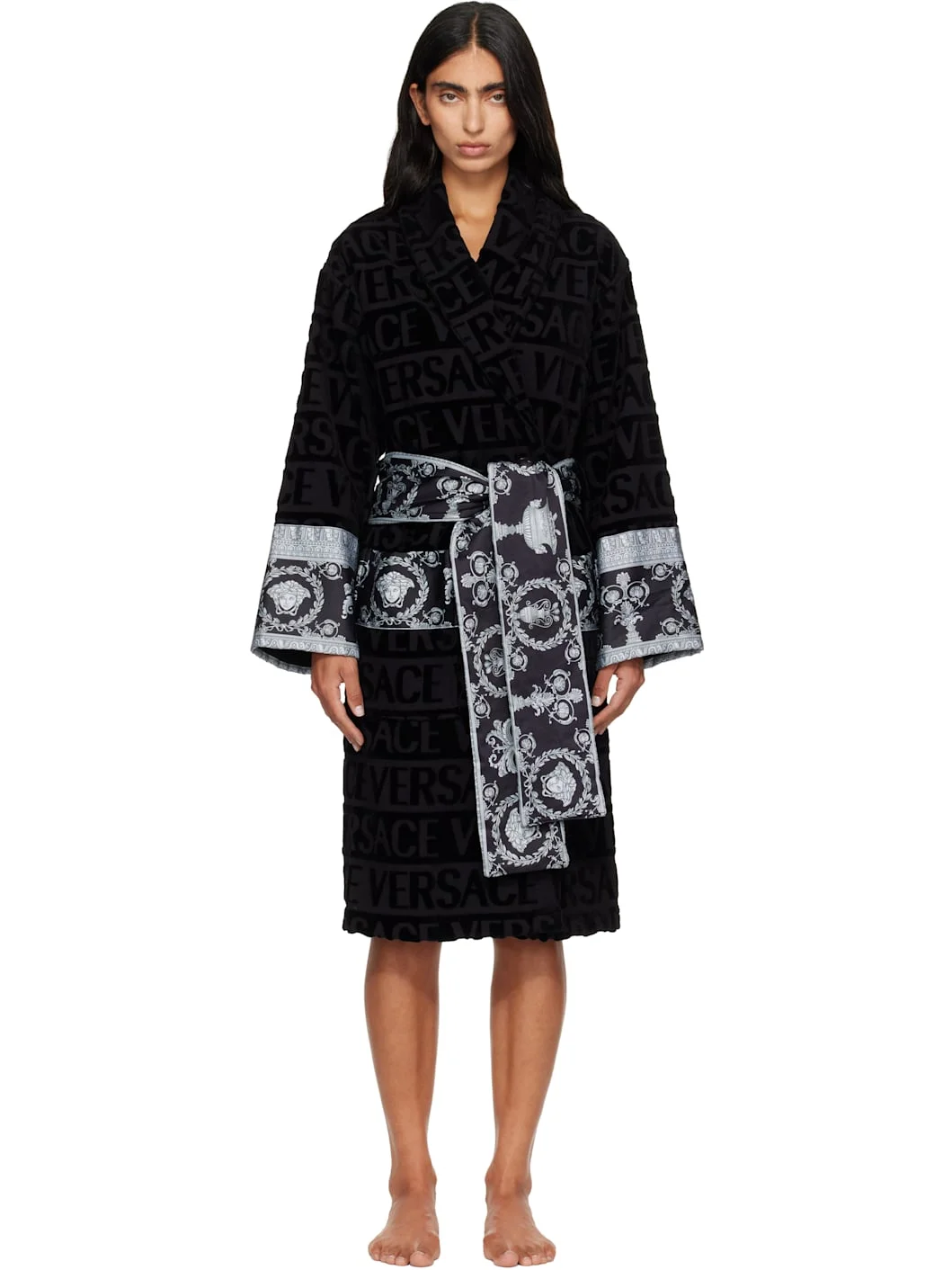 Black 'I Heart Baroque' Bathrobe - 1